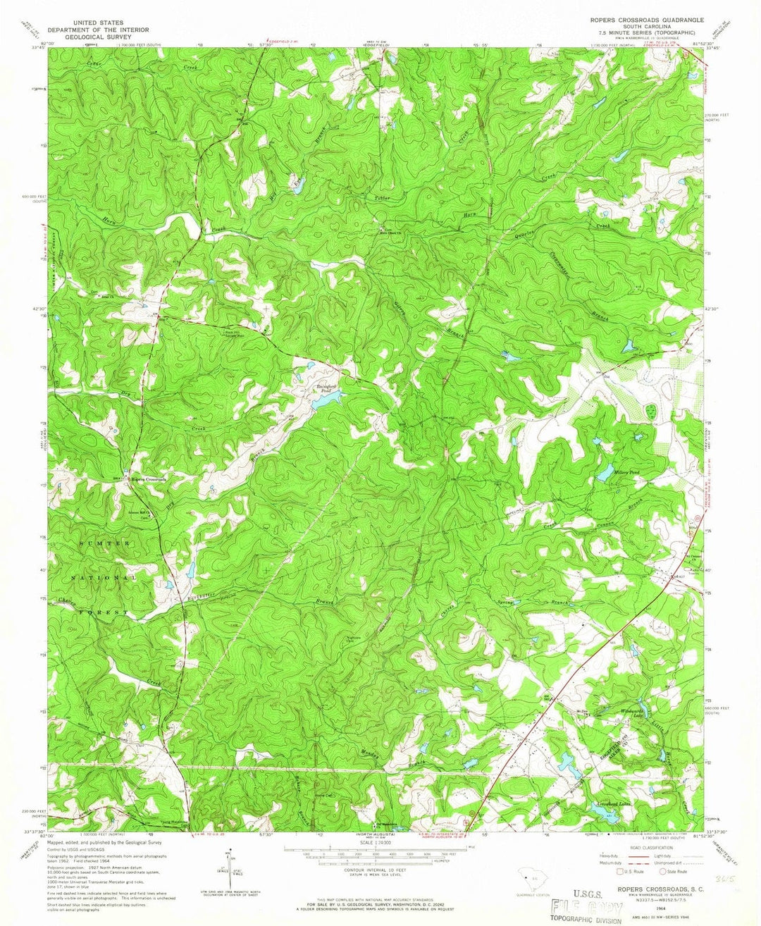1964 Ropers Crossroads, SC - South Carolina - USGS Topographic Map