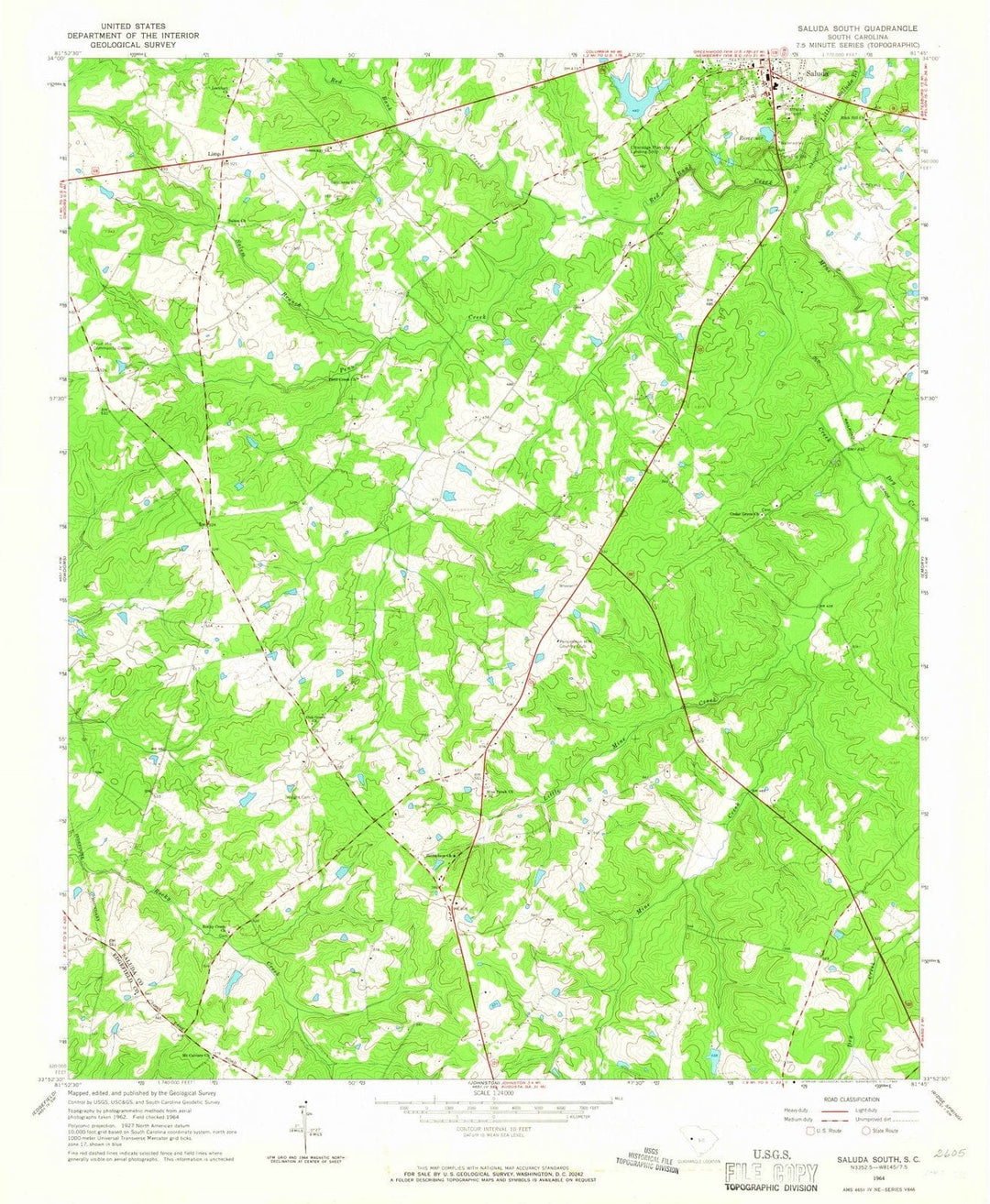 1964 Saluda South, SC - South Carolina - USGS Topographic Map