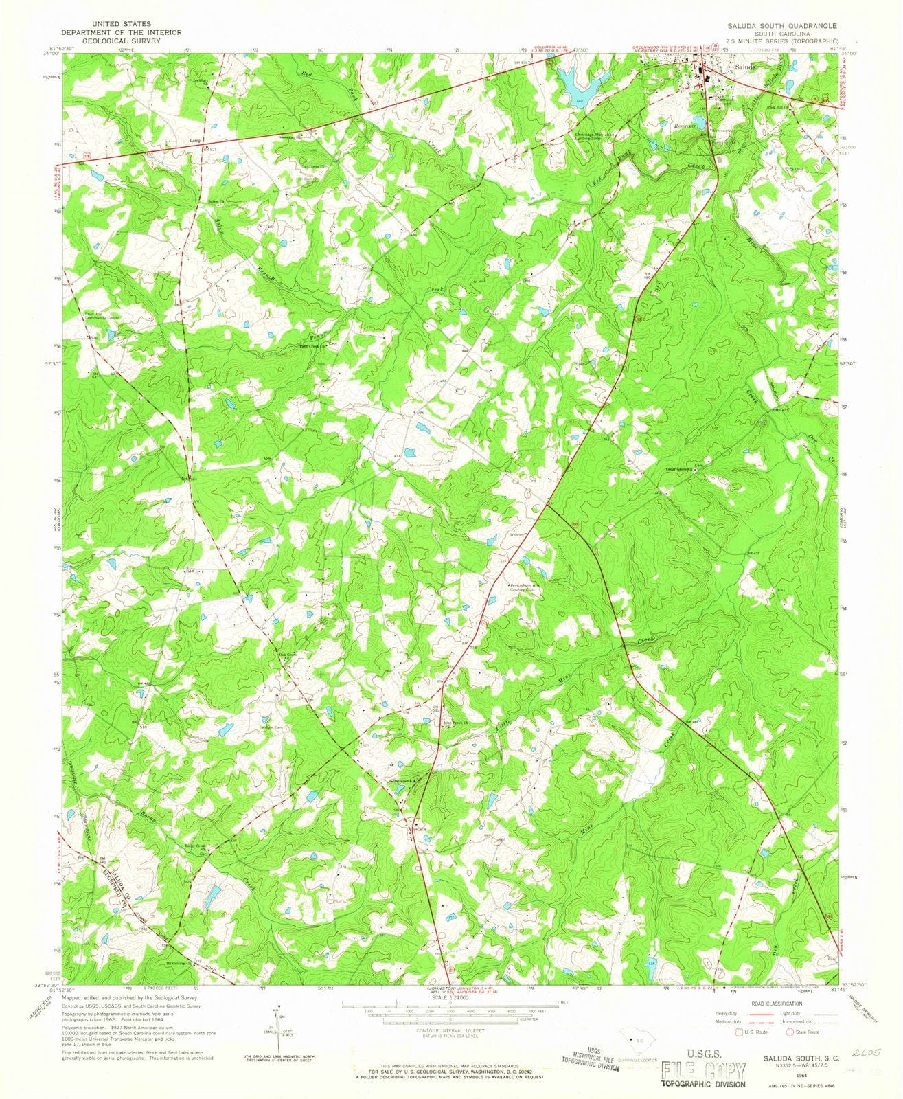1964 Saluda South, SC - South Carolina - USGS Topographic Map