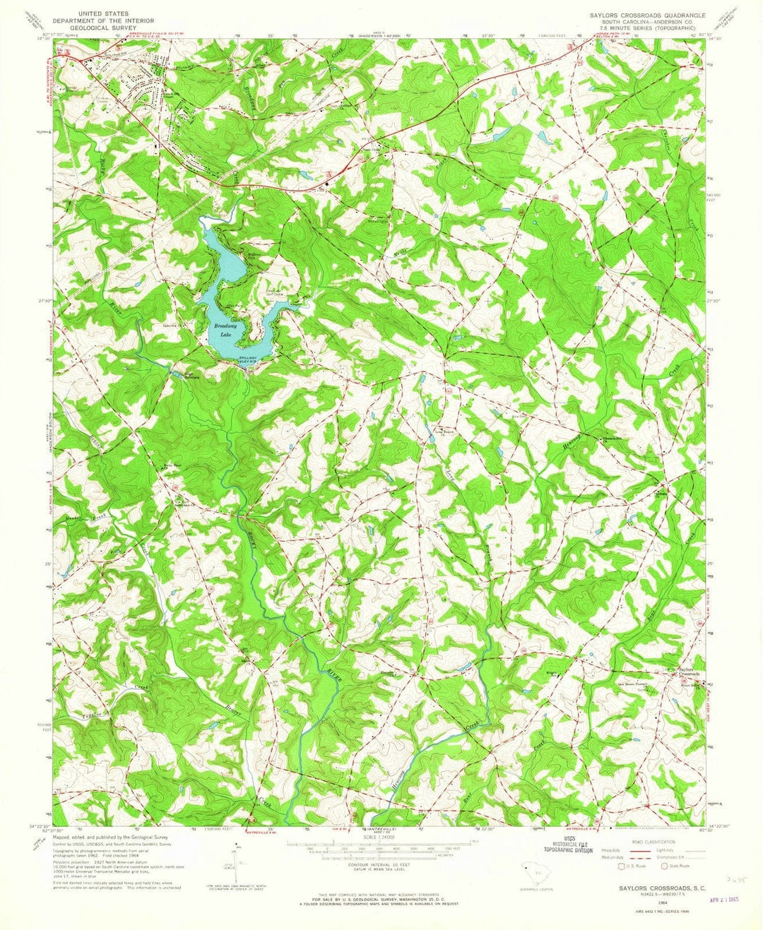 1964 Saylors Crossroads, SC - South Carolina - USGS Topographic Map