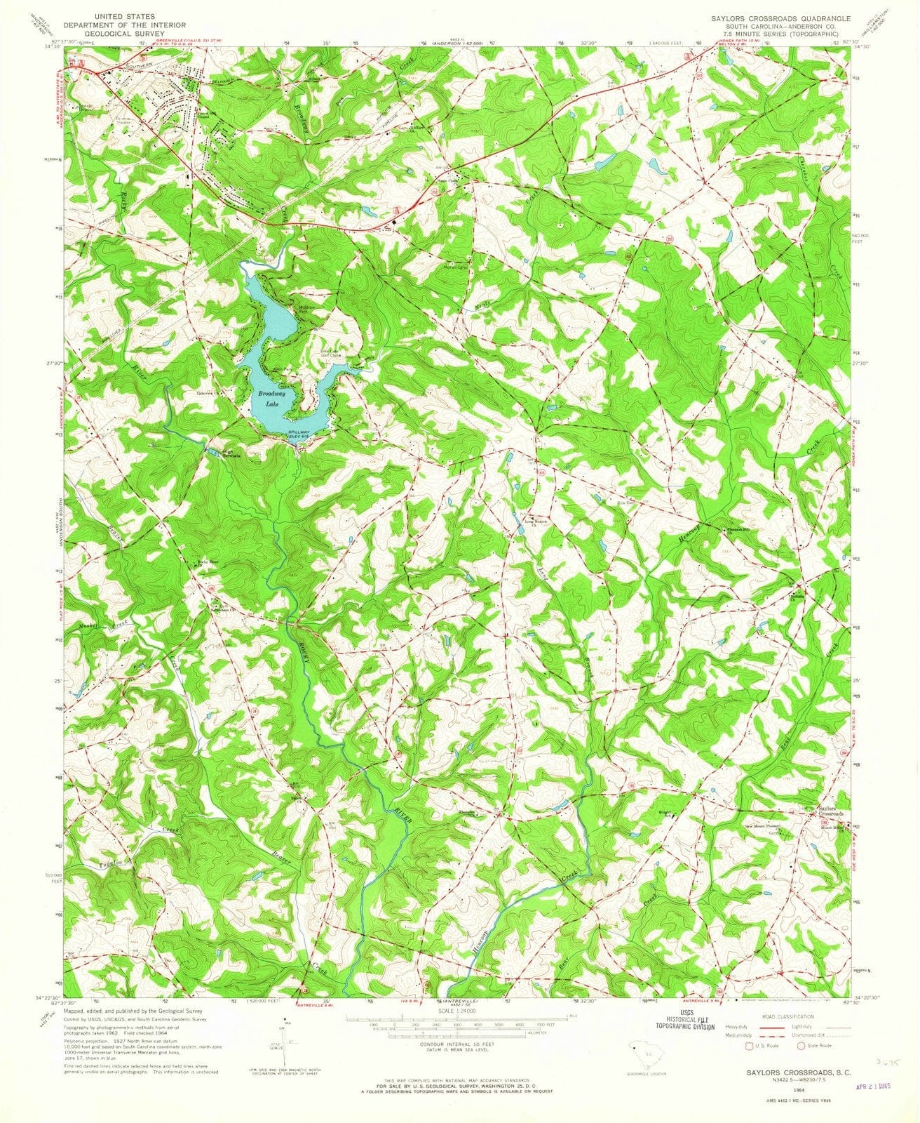 1964 Saylors Crossroads, SC - South Carolina - USGS Topographic Map