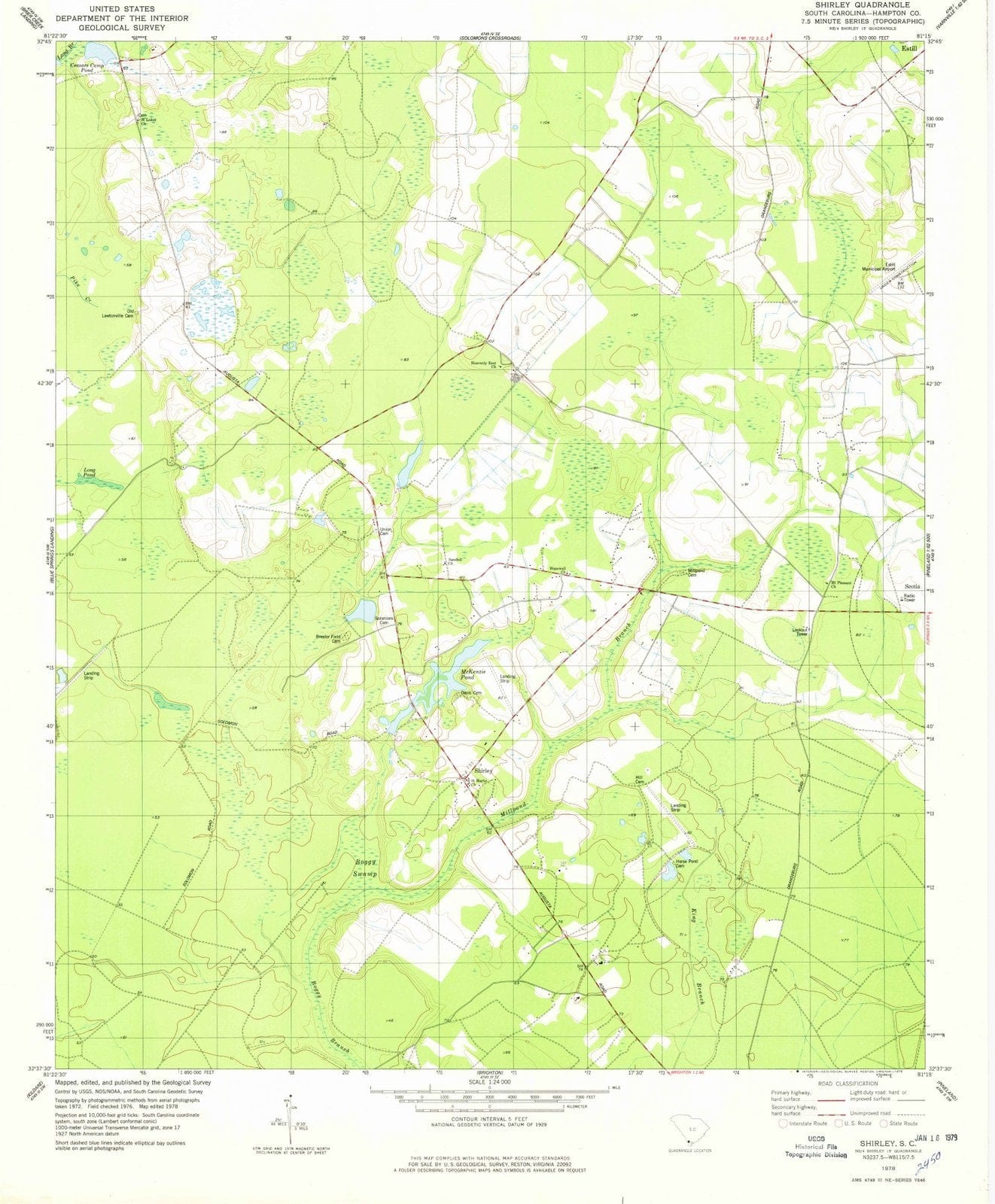 1978 Shirley, SC - South Carolina - USGS Topographic Map
