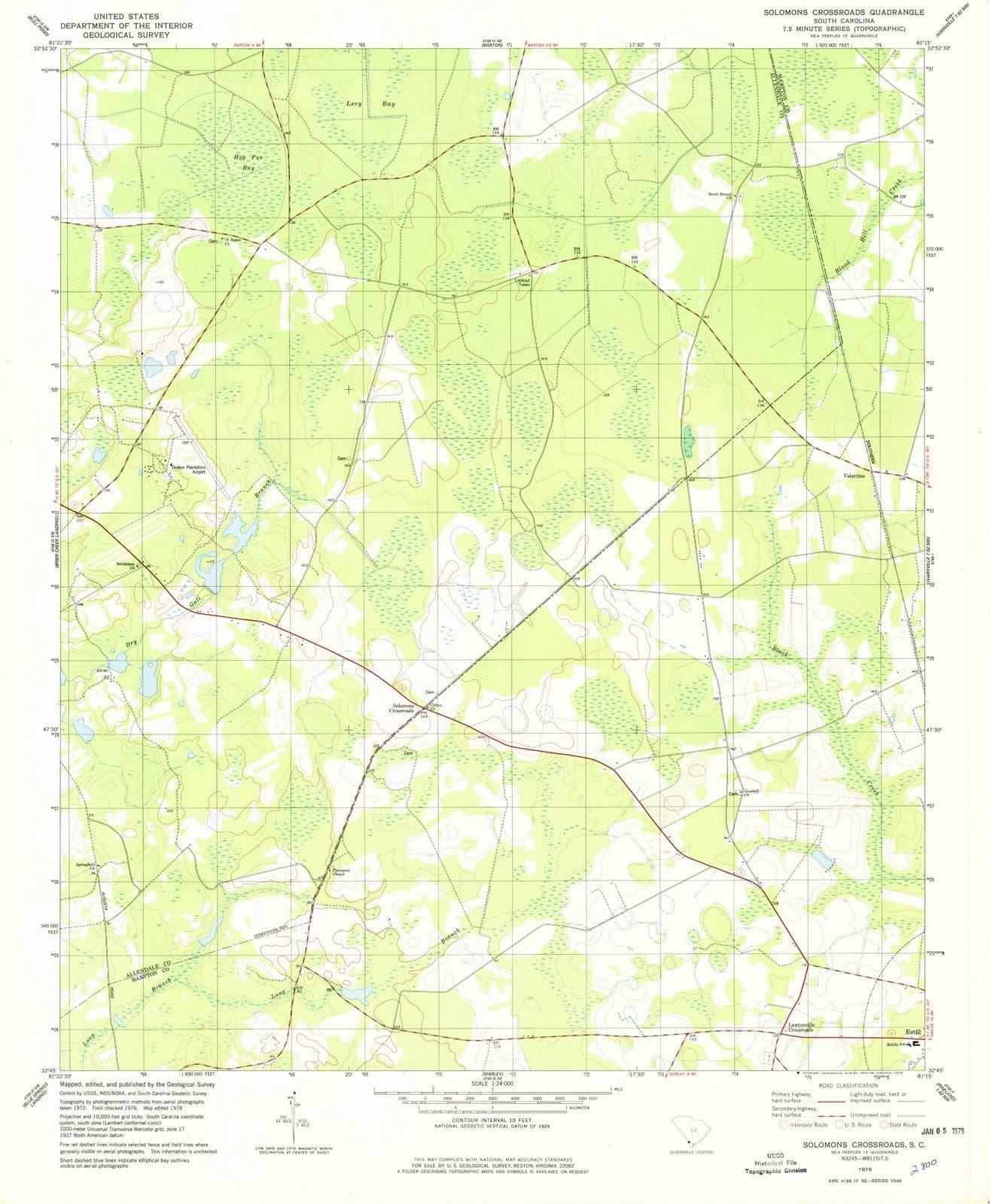 1978 Solomons Crossroads, SC - South Carolina - USGS Topographic Map