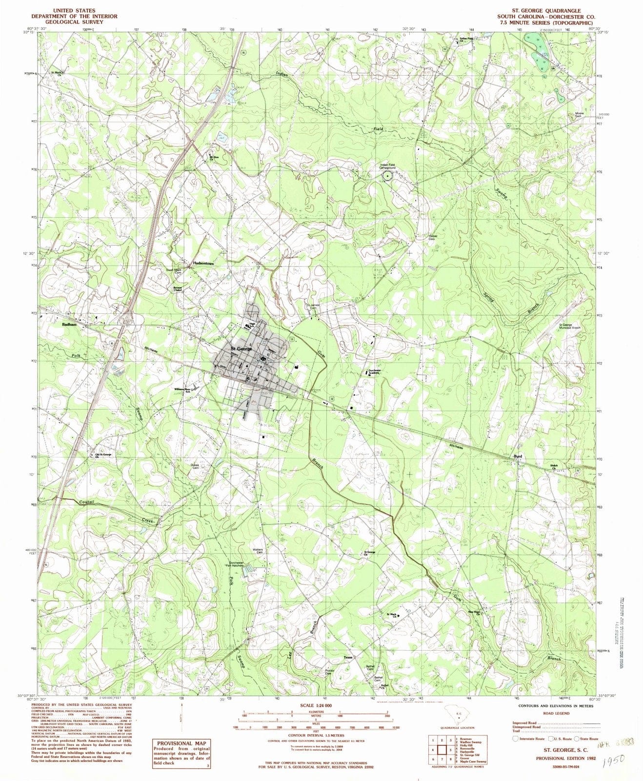 1982 St. George, SC - South Carolina - USGS Topographic Map