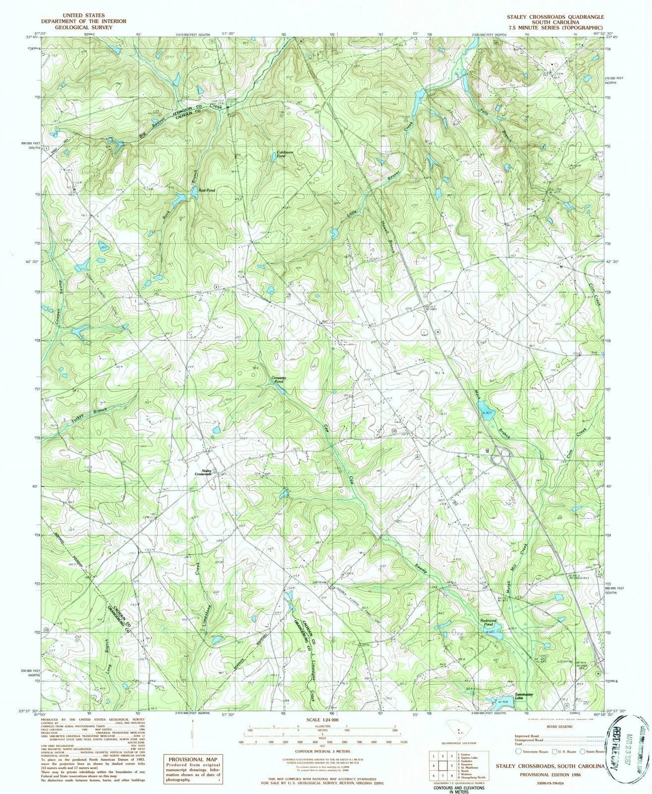 1986 Staley Crossroads, SC - South Carolina - USGS Topographic Map