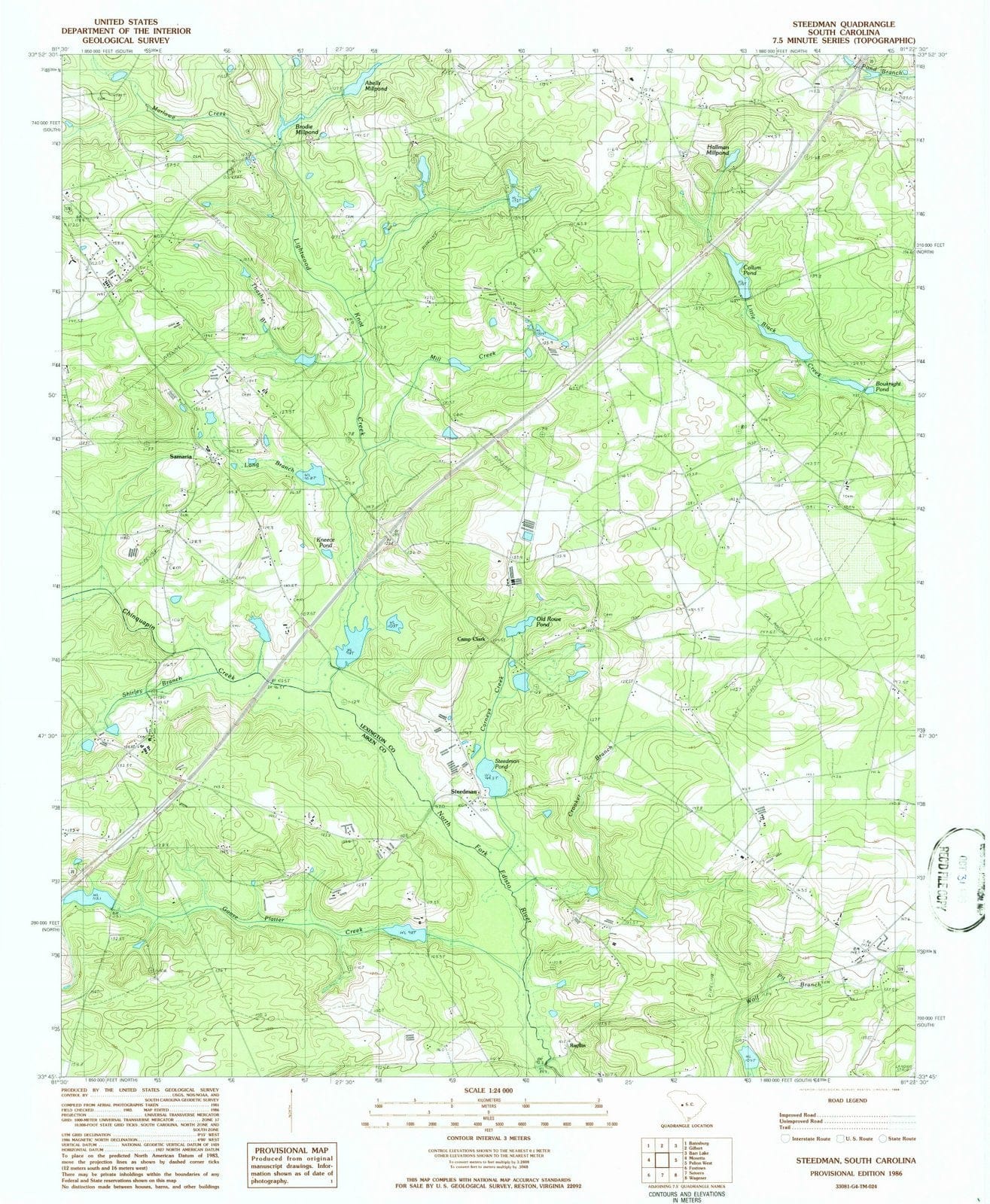 1986 Steedman, SC - South Carolina - USGS Topographic Map