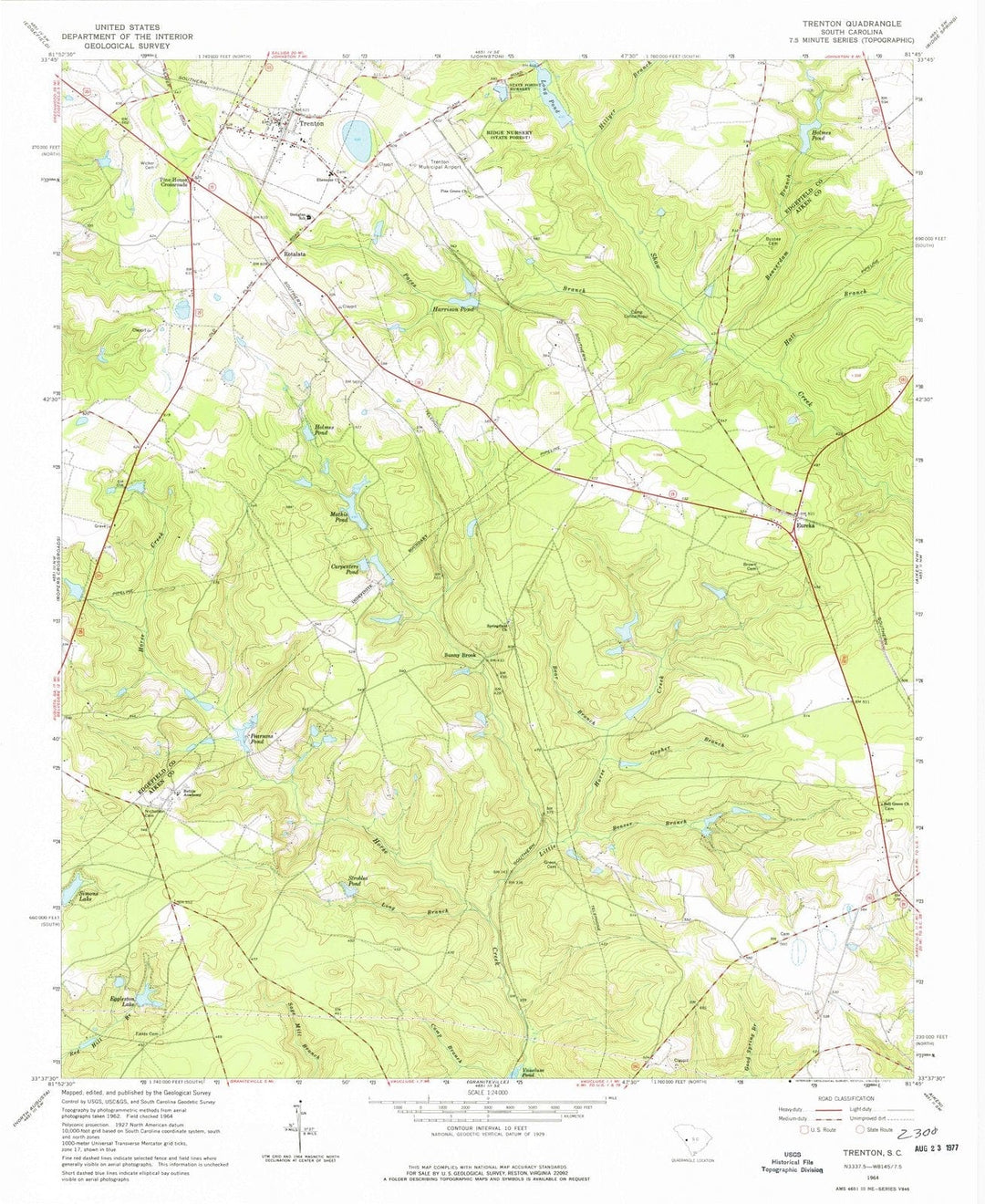1964 Trenton, SC - South Carolina - USGS Topographic Map