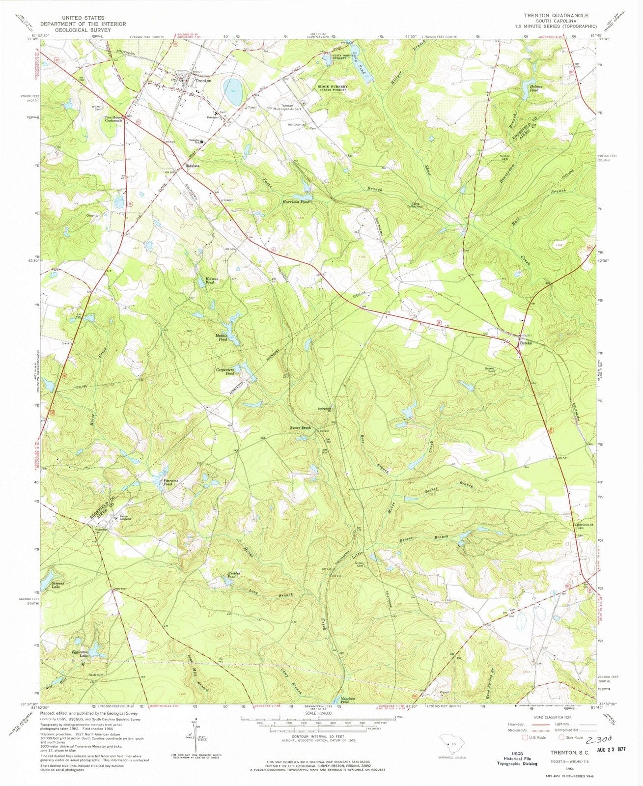 1964 Trenton, SC - South Carolina - USGS Topographic Map
