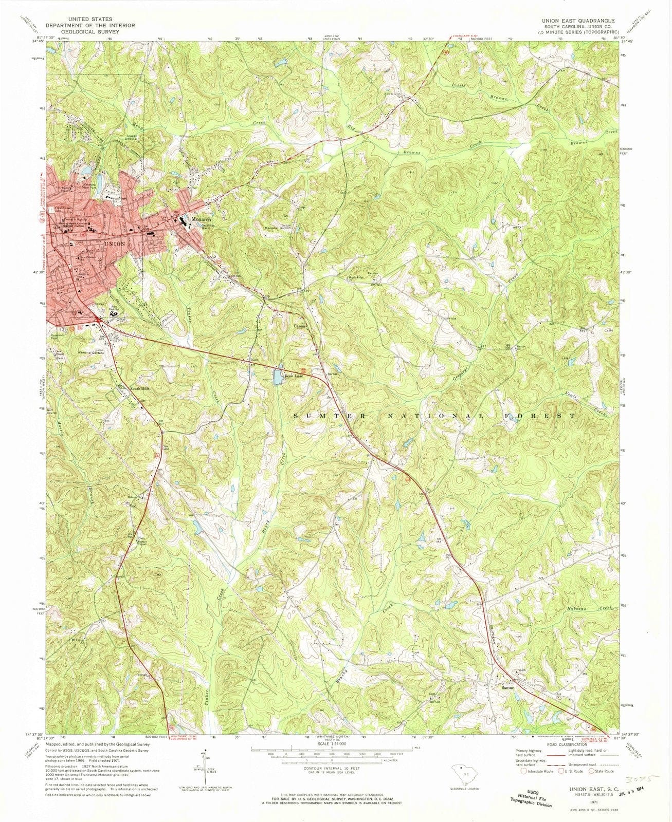 1971 Union East, SC - South Carolina - USGS Topographic Map