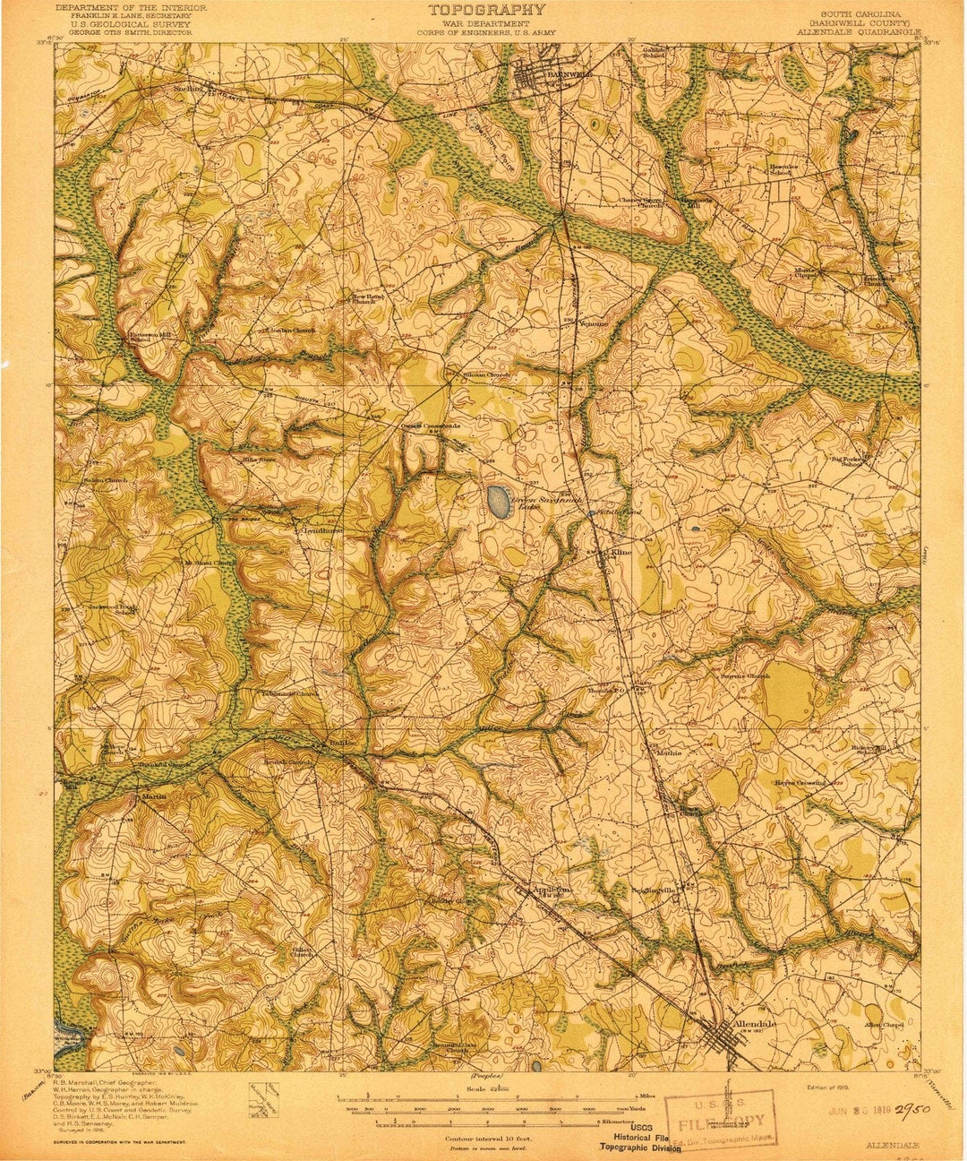1919 Allendale, SC - South Carolina - USGS Topographic Map