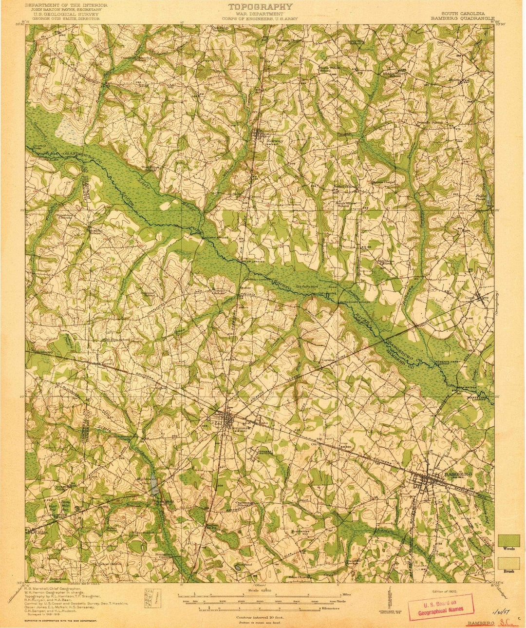 1920 Bamberg, SC - South Carolina - USGS Topographic Map