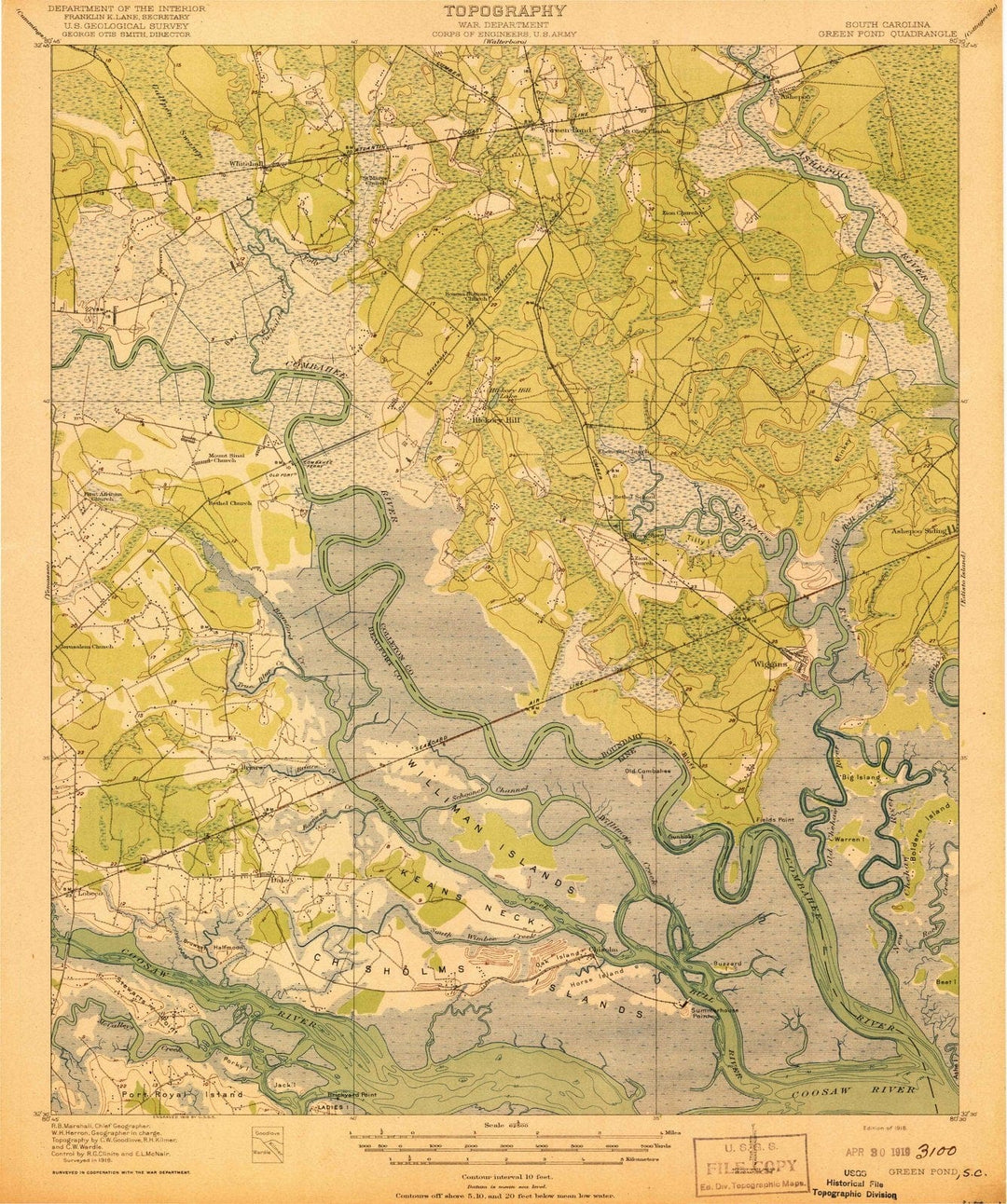 1918 Green Pond, SC - South Carolina - USGS Topographic Map