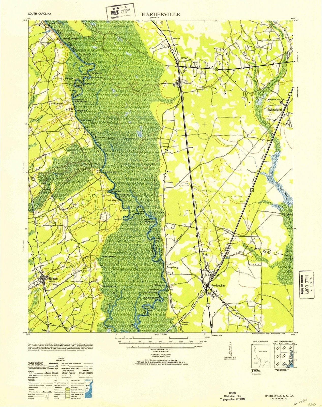 1953 Hardeeville, SC - South Carolina - USGS Topographic Map