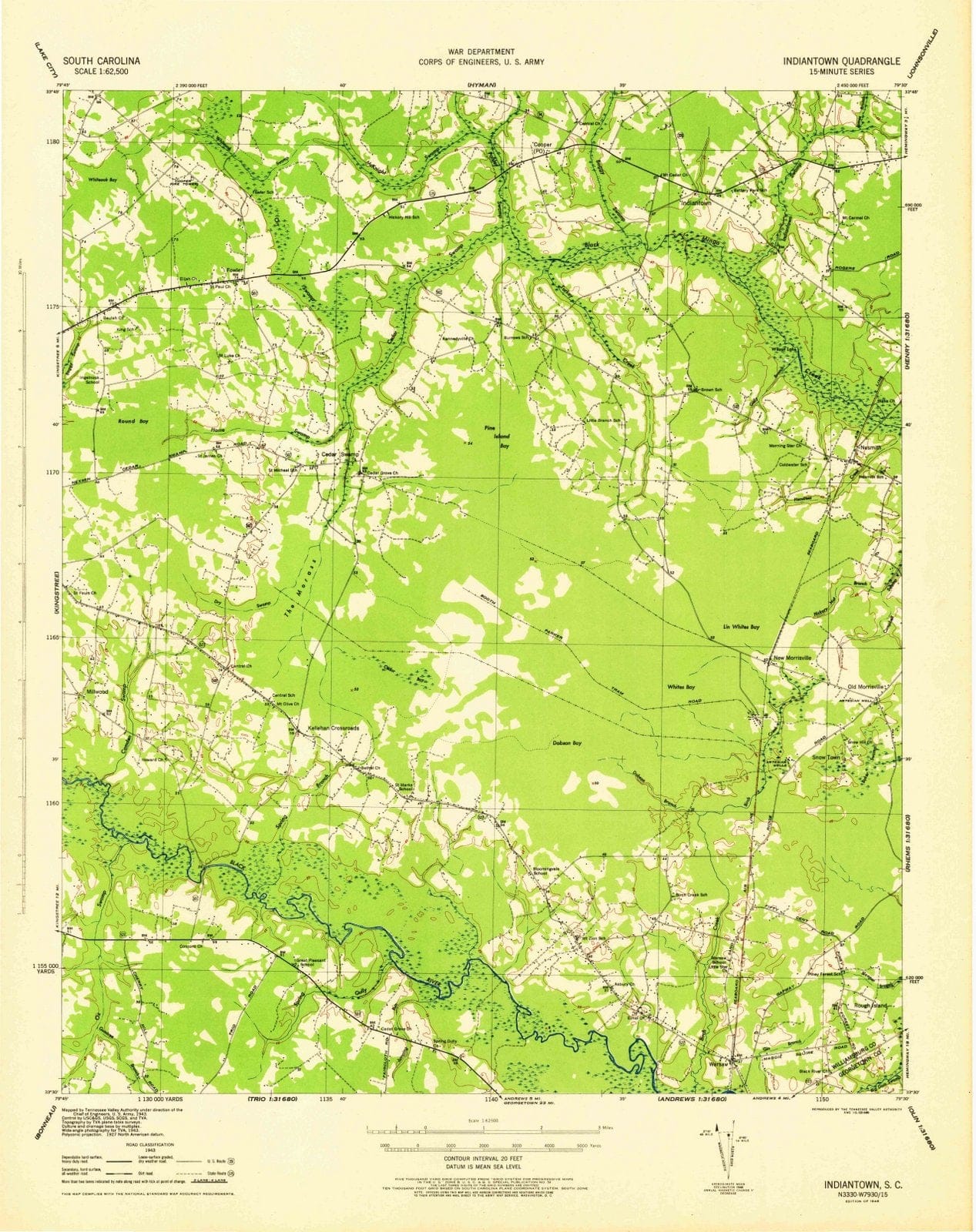 1946 Indiantown, SC - South Carolina - USGS Topographic Map