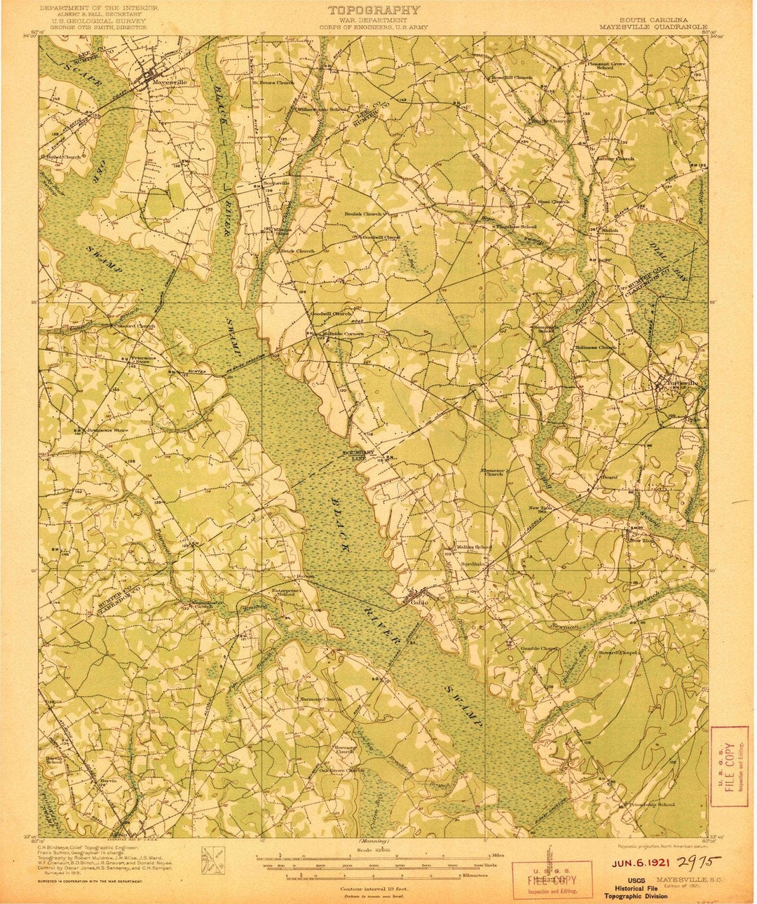 1921 Mayesville, SC - South Carolina - USGS Topographic Map