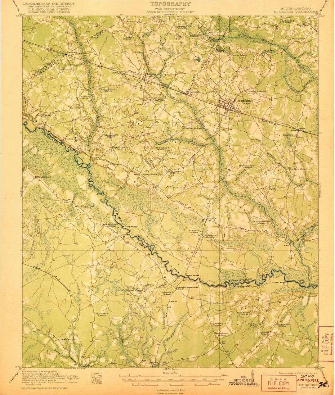 1921 St. George, SC - South Carolina - USGS Topographic Map