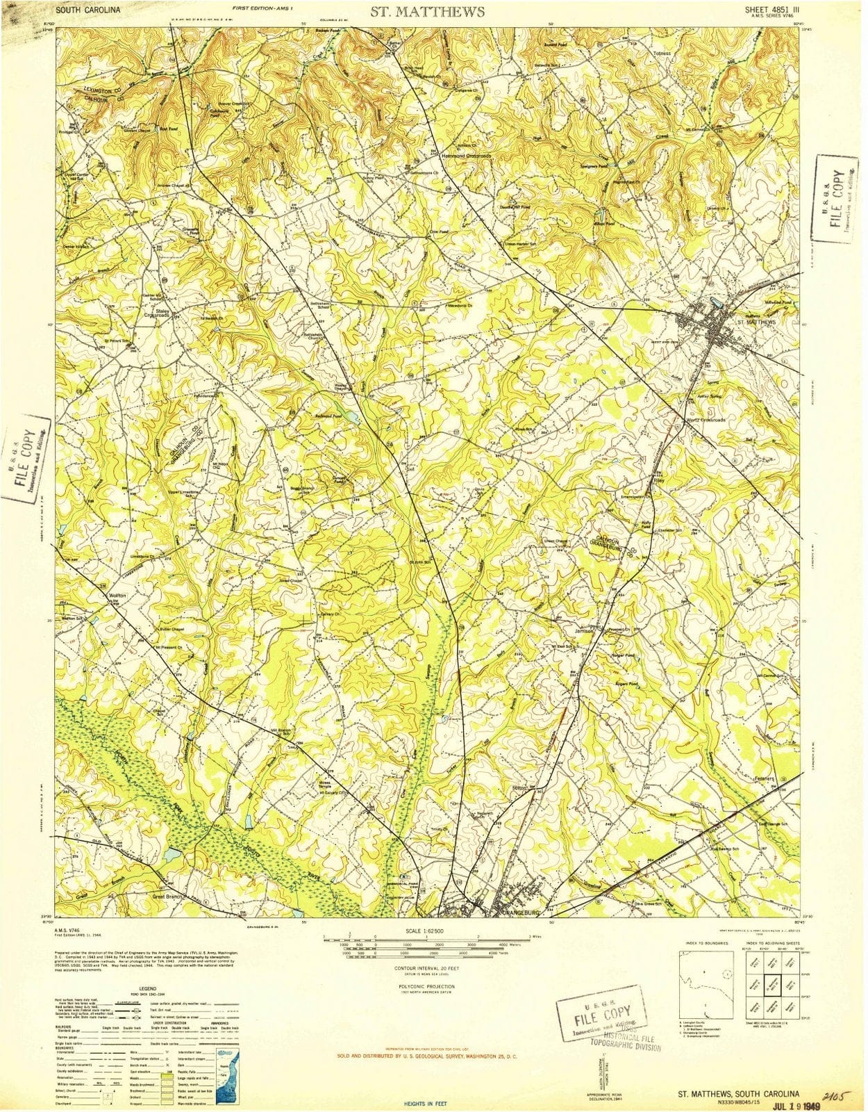 1946 St. Matthews, SC - South Carolina - USGS Topographic Map