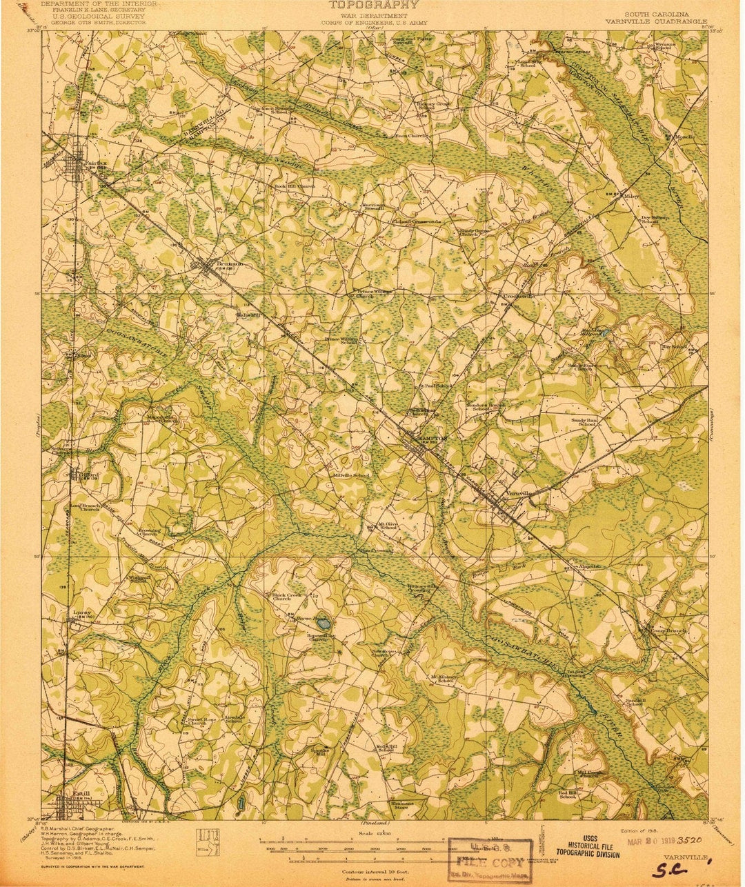 1918 Varnville, SC - South Carolina - USGS Topographic Map