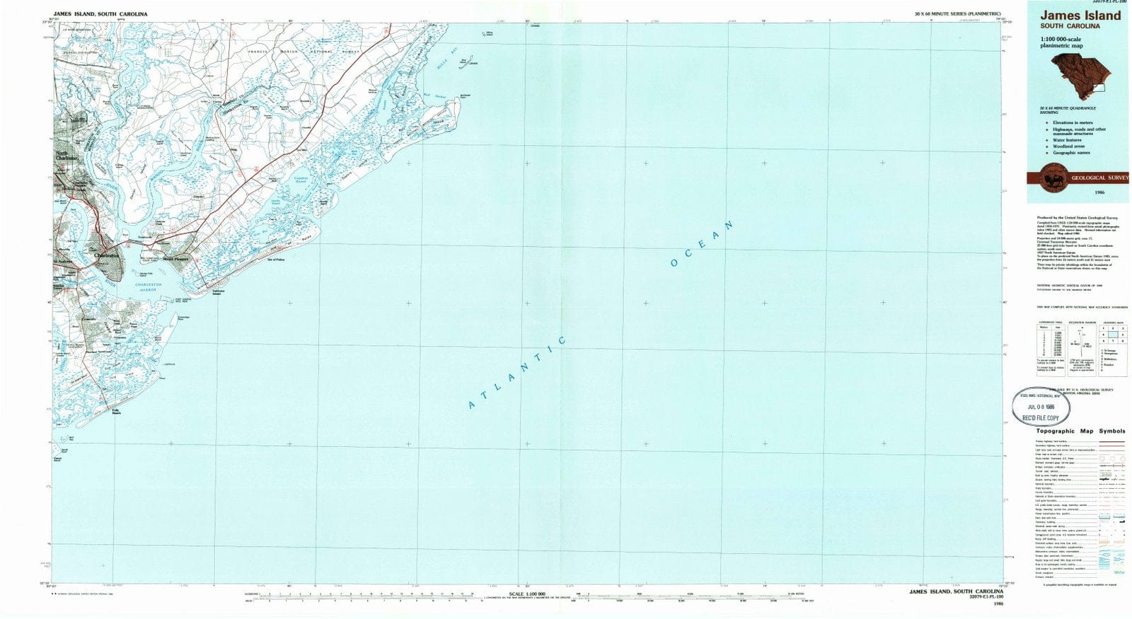 1986 James Island, SC - South Carolina - USGS Topographic Map