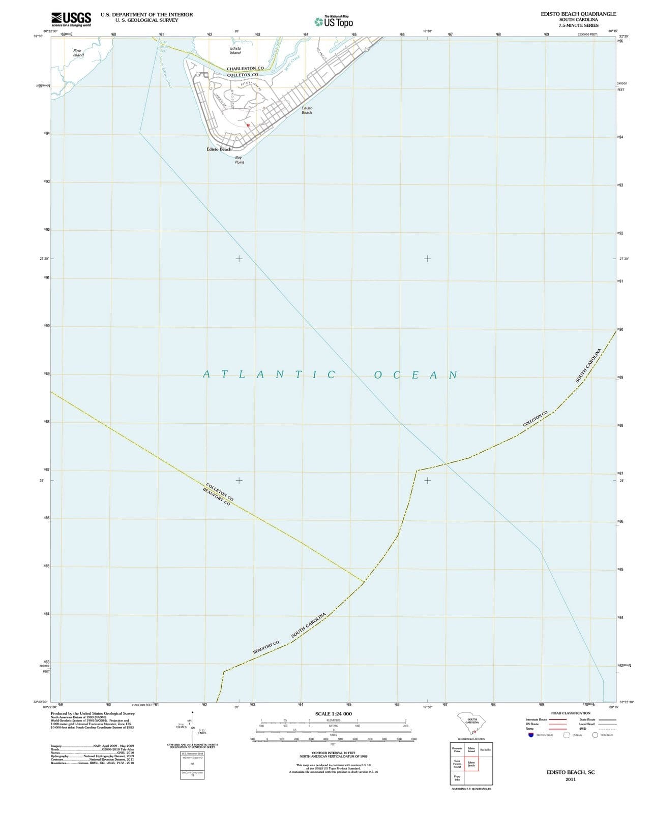 2011 Edisto Beach, SC - South Carolina - USGS Topographic Map