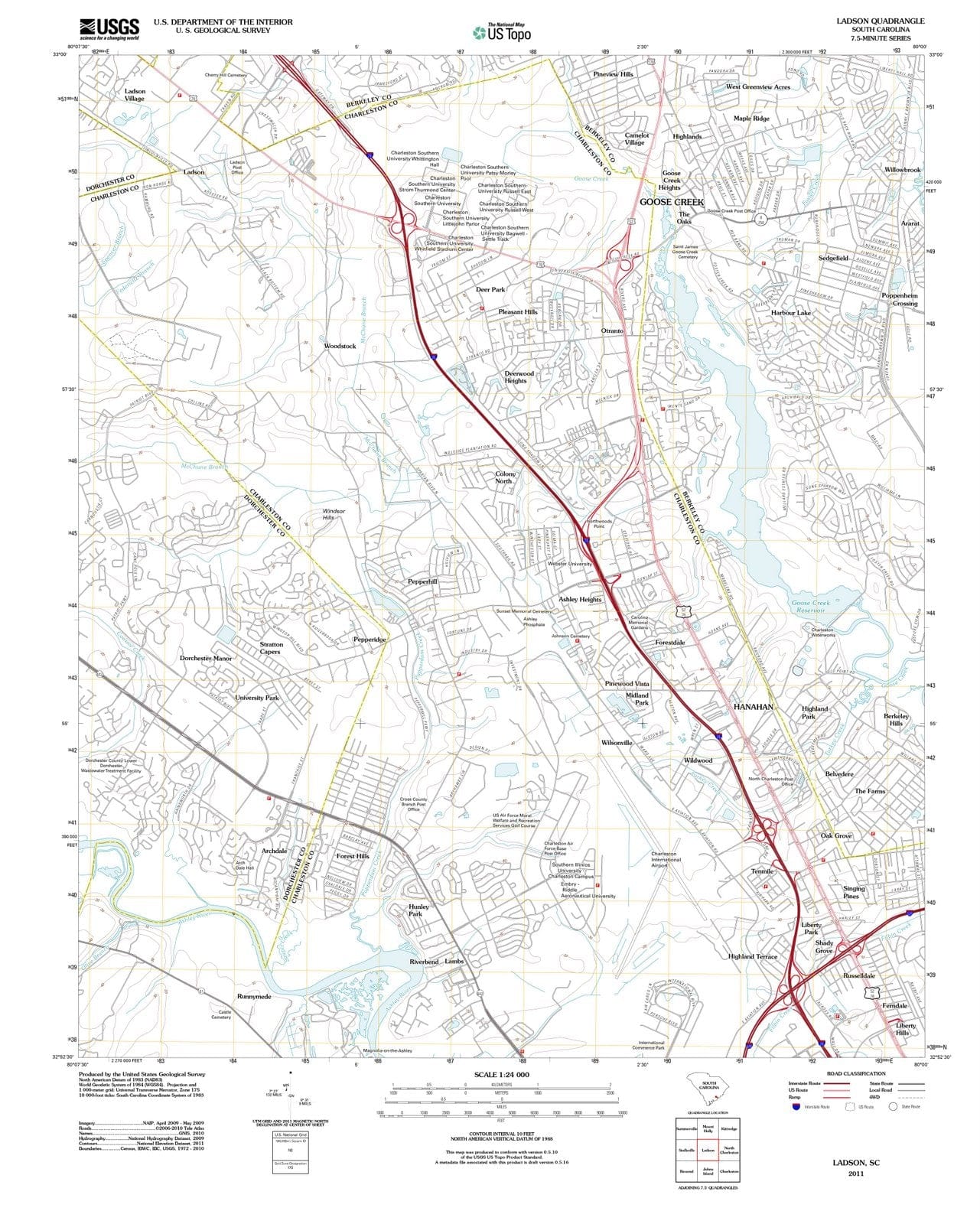 2011 Ladson, SC - South Carolina - USGS Topographic Map