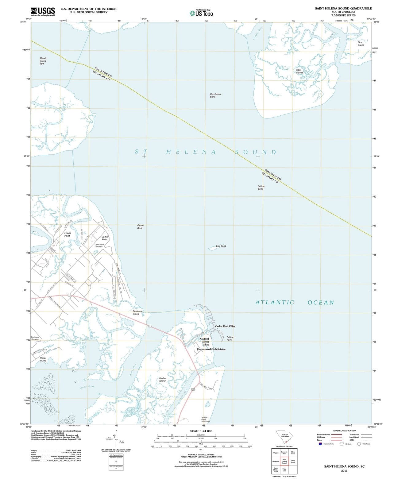 2011 Saint Helena Sound, SC - South Carolina - USGS Topographic Map