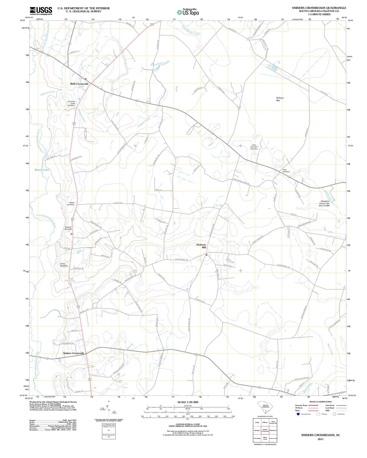 2011 Sniders Crossroads, SC - South Carolina - USGS Topographic Map