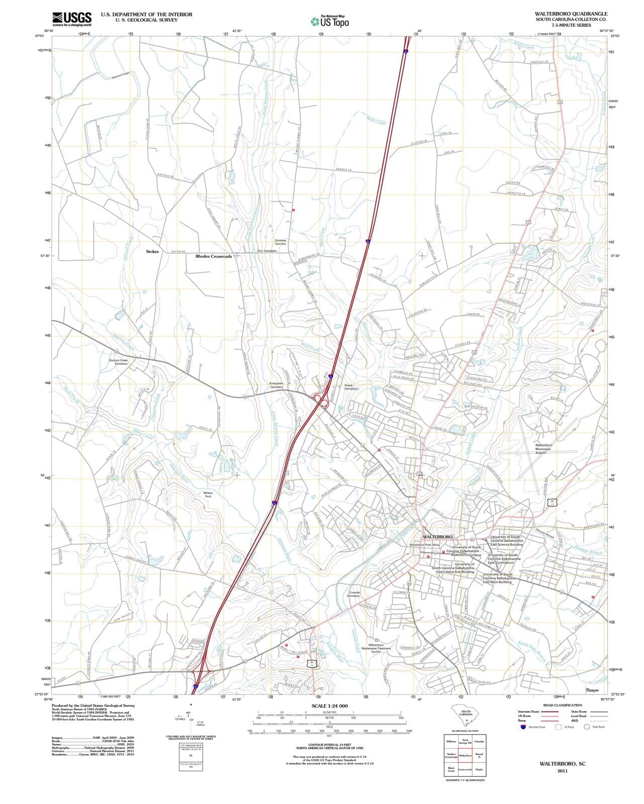 2011 Walterboro, SC - South Carolina - USGS Topographic Map