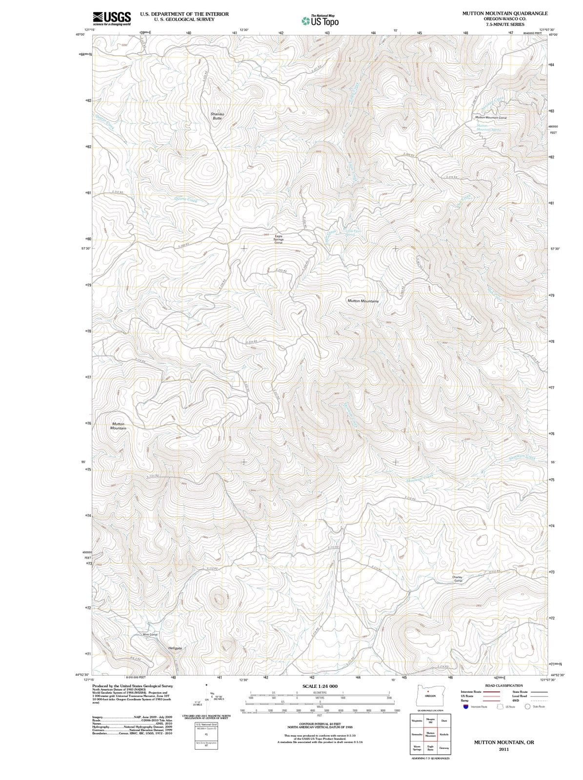 2011 Mutton Mountain, OR - Oregon - USGS Topographic Map