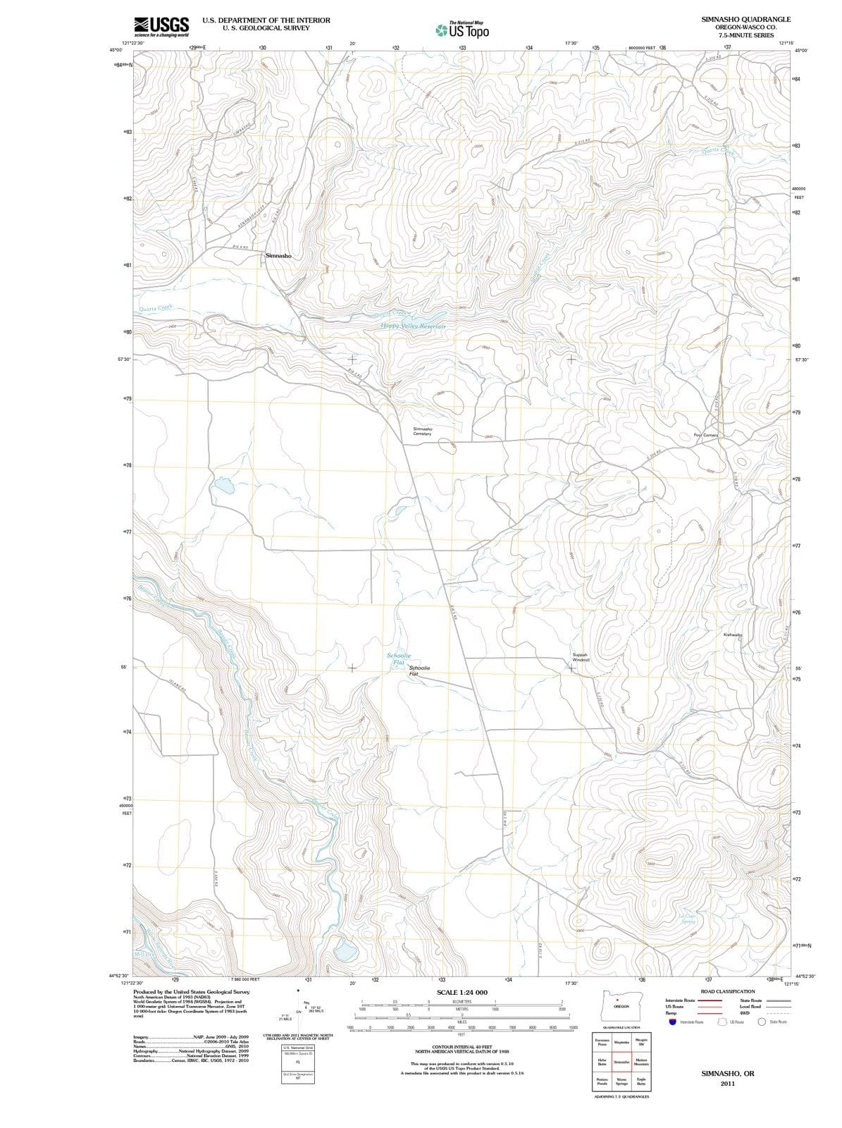 2011 Simnasho, OR - Oregon - USGS Topographic Map