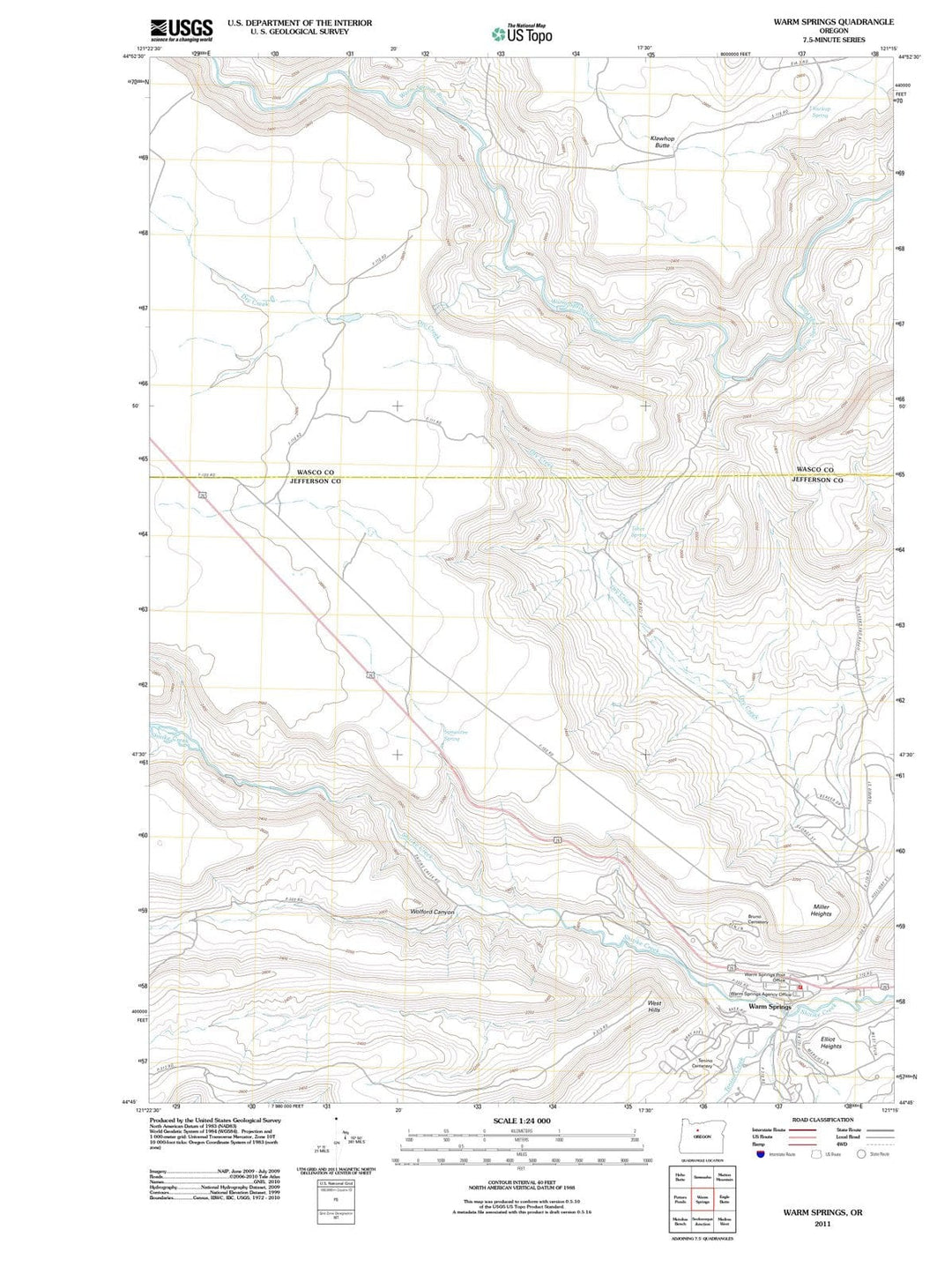 2011 Warm Springs, OR - Oregon - USGS Topographic Map