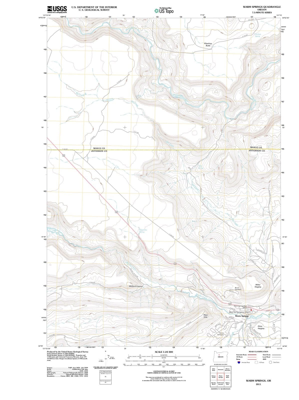 2011 Warm Springs, OR - Oregon - USGS Topographic Map
