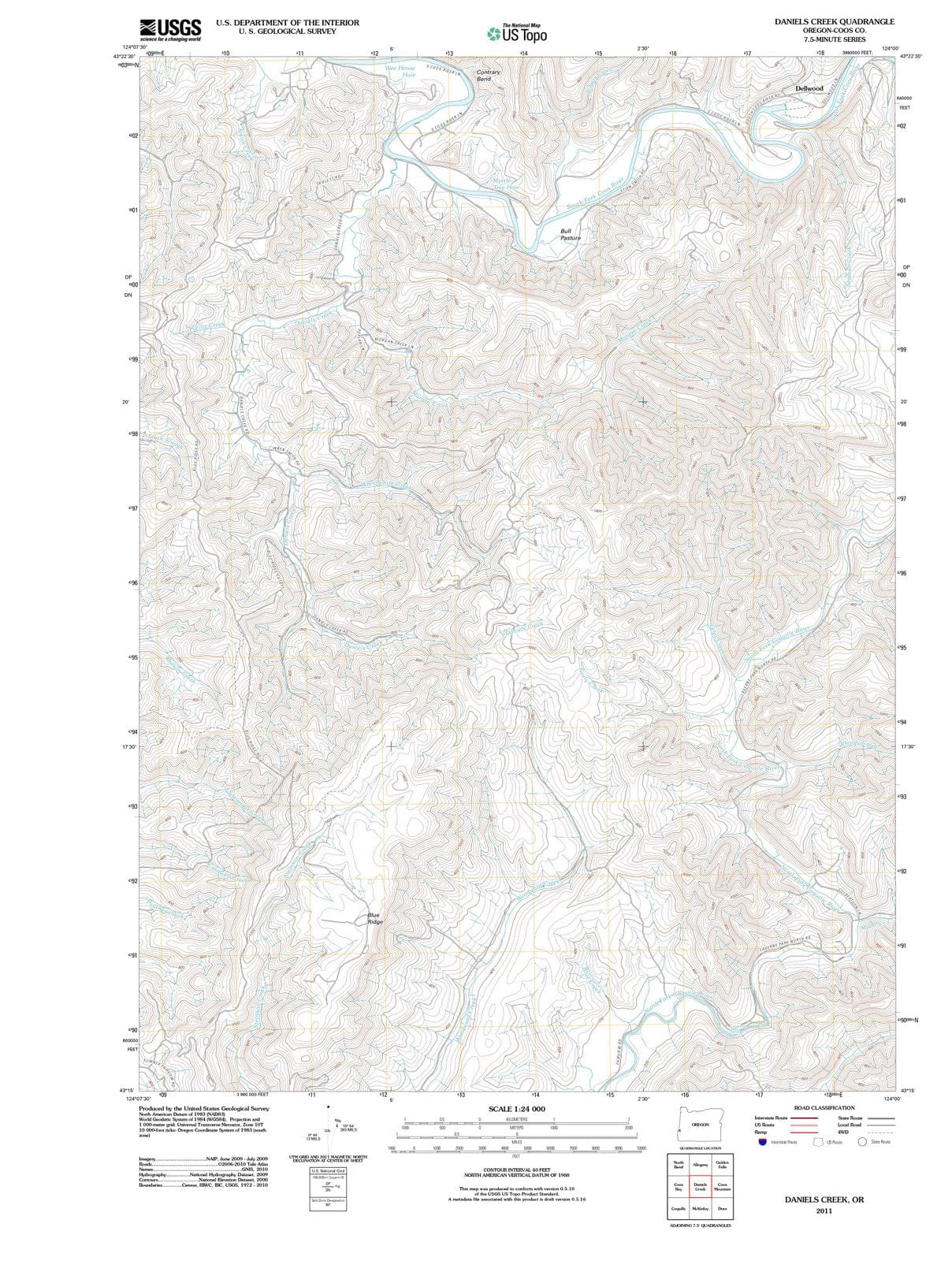 2011 Daniels Creek, OR - Oregon - USGS Topographic Map