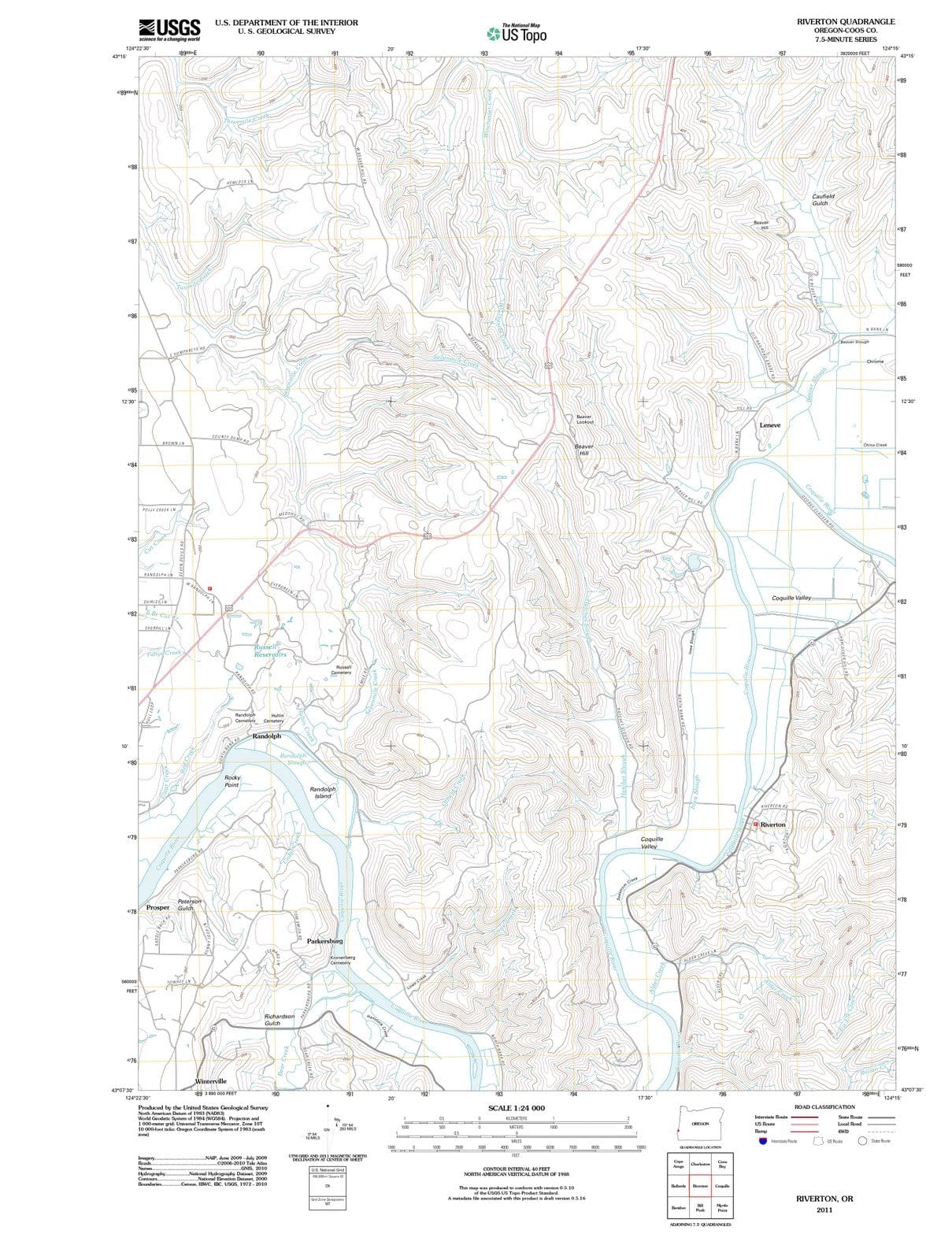 2011 Riverton, OR - Oregon - USGS Topographic Map