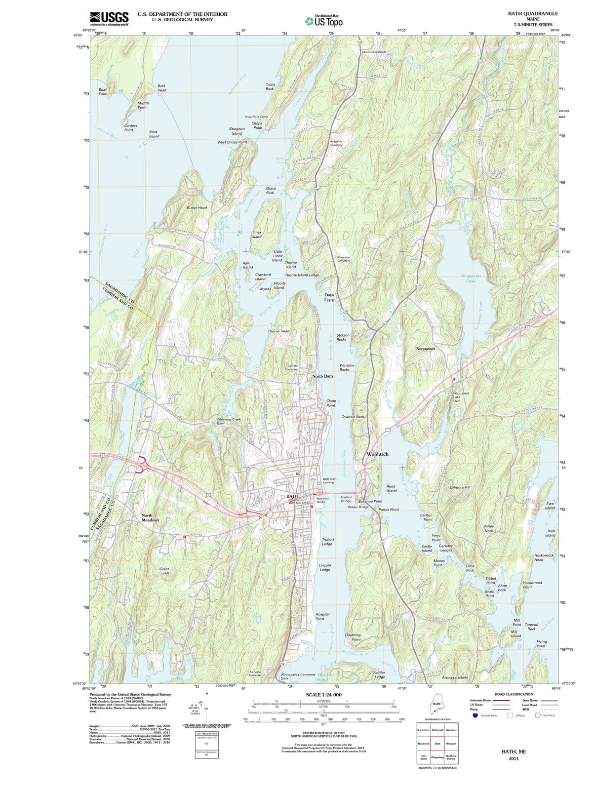 2011 Bath, ME - Maine - USGS Topographic Map