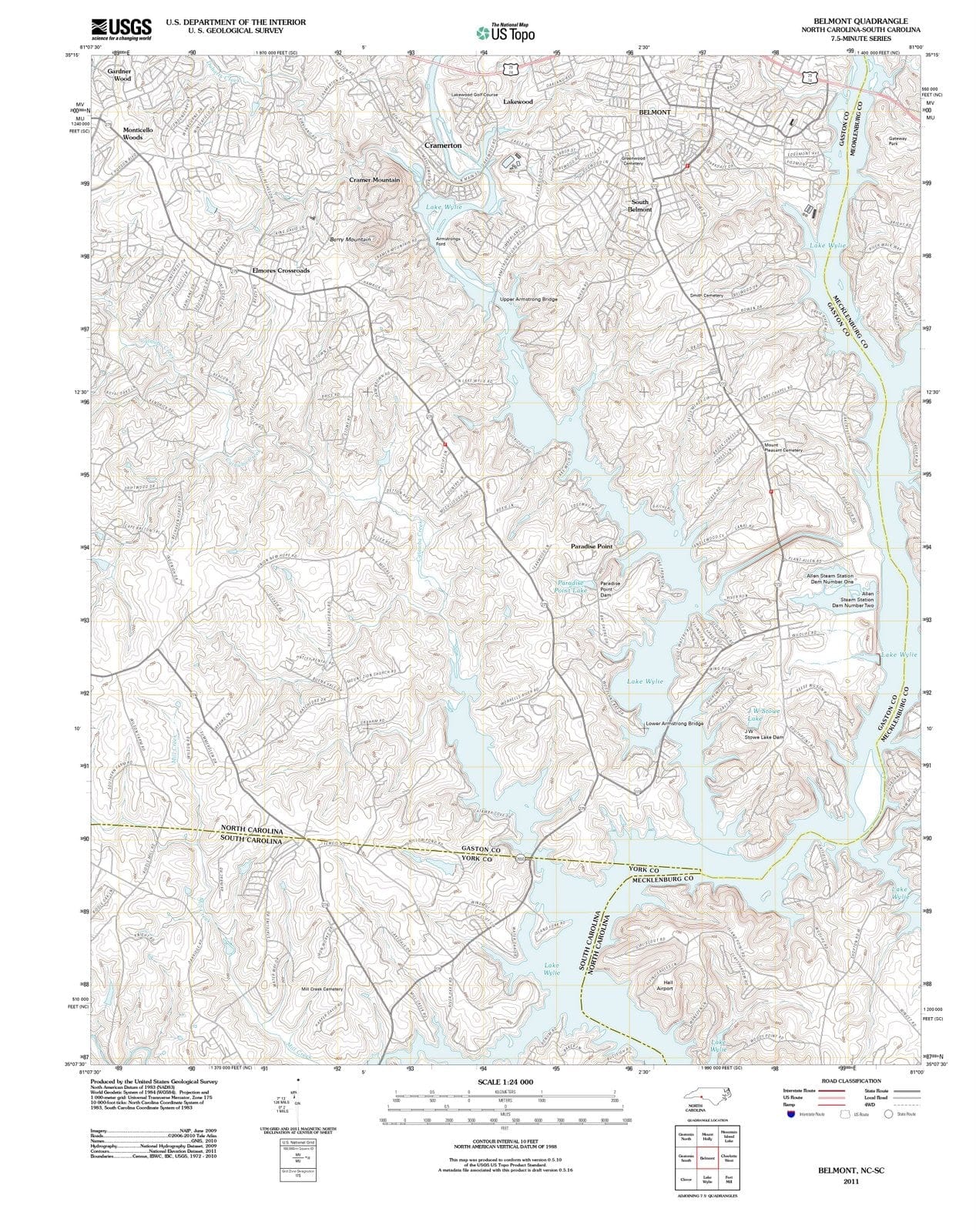 2011 Belmont, NC - North Carolina - USGS Topographic Map