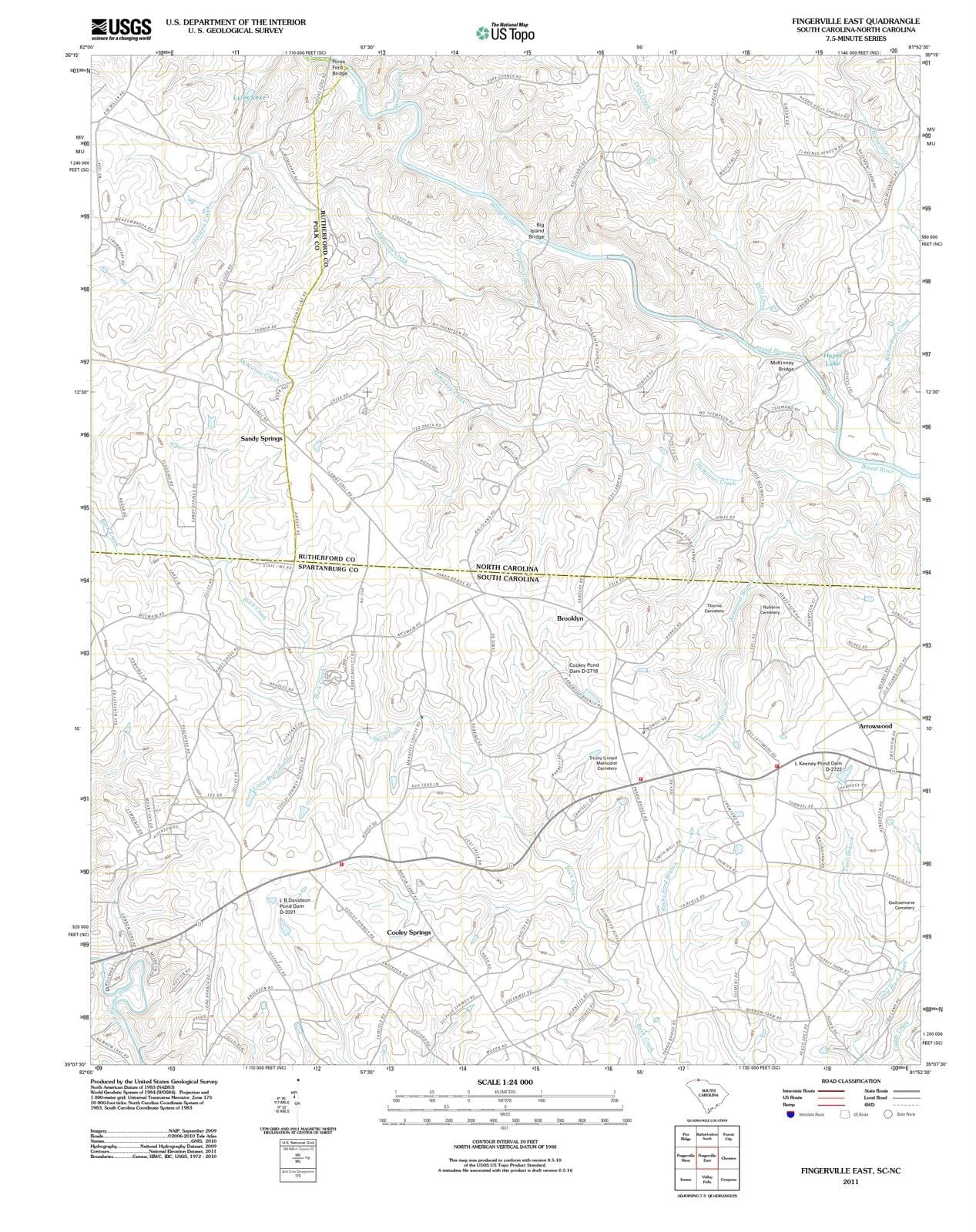 2011 Fingerville East, SC - South Carolina - USGS Topographic Map