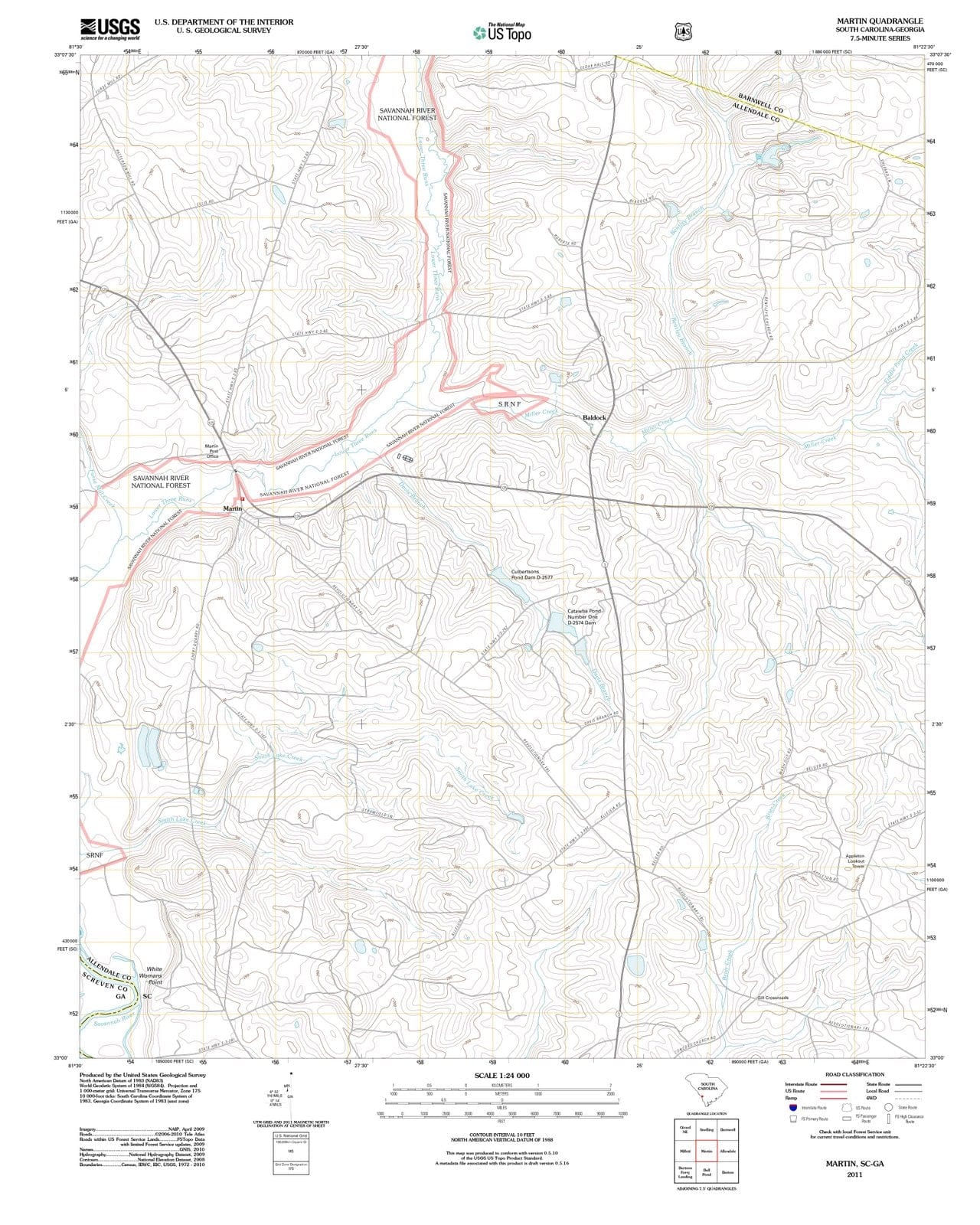 2011 Martin, SC - South Carolina - USGS Topographic Map