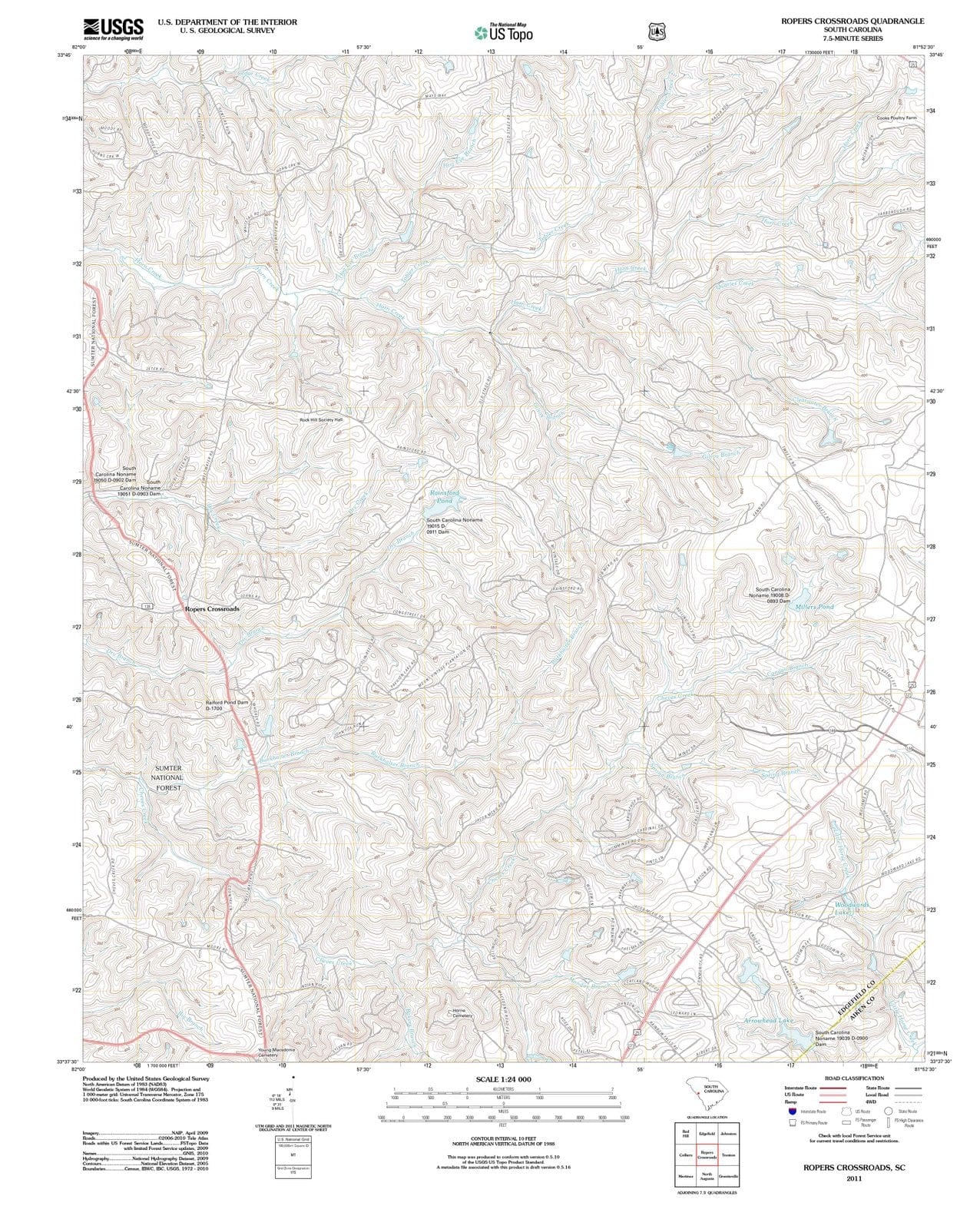 2011 Ropers Crossroads, SC - South Carolina - USGS Topographic Map