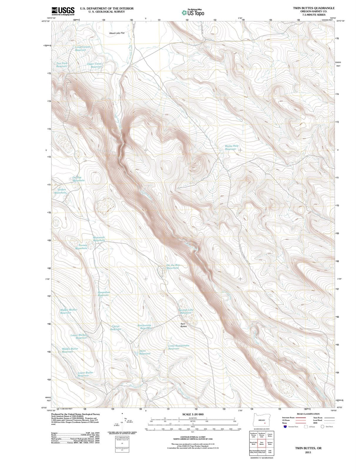 2011 Twin Buttes, OR - Oregon - USGS Topographic Map