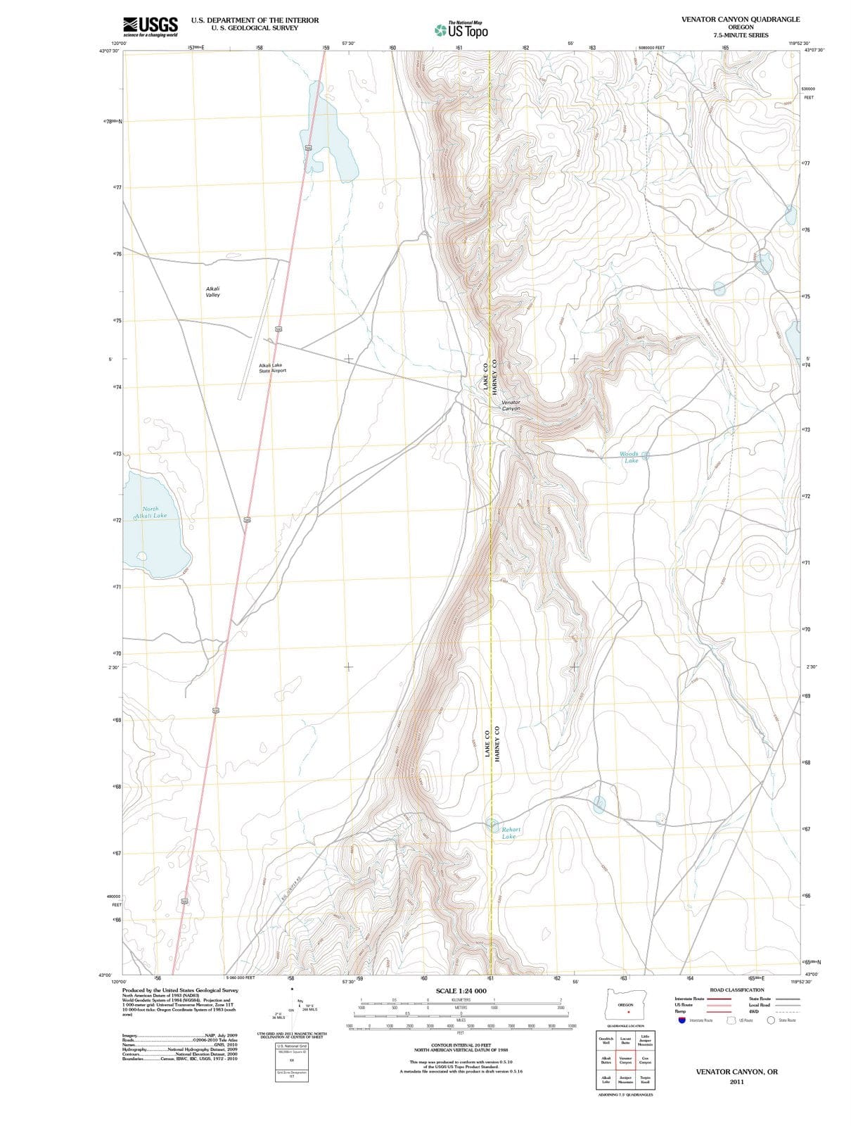 2011 Venator Canyon, OR - Oregon - USGS Topographic Map