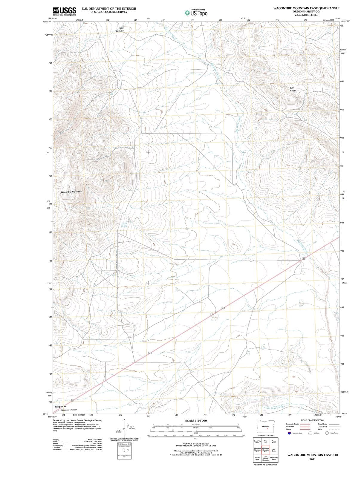 2011 Wagontire Mountain East, OR - Oregon - USGS Topographic Map