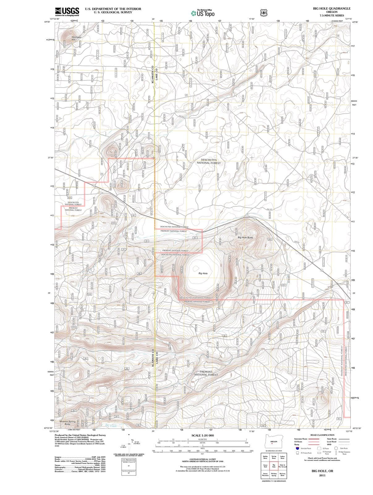 2011 Big Hole, OR - Oregon - USGS Topographic Map