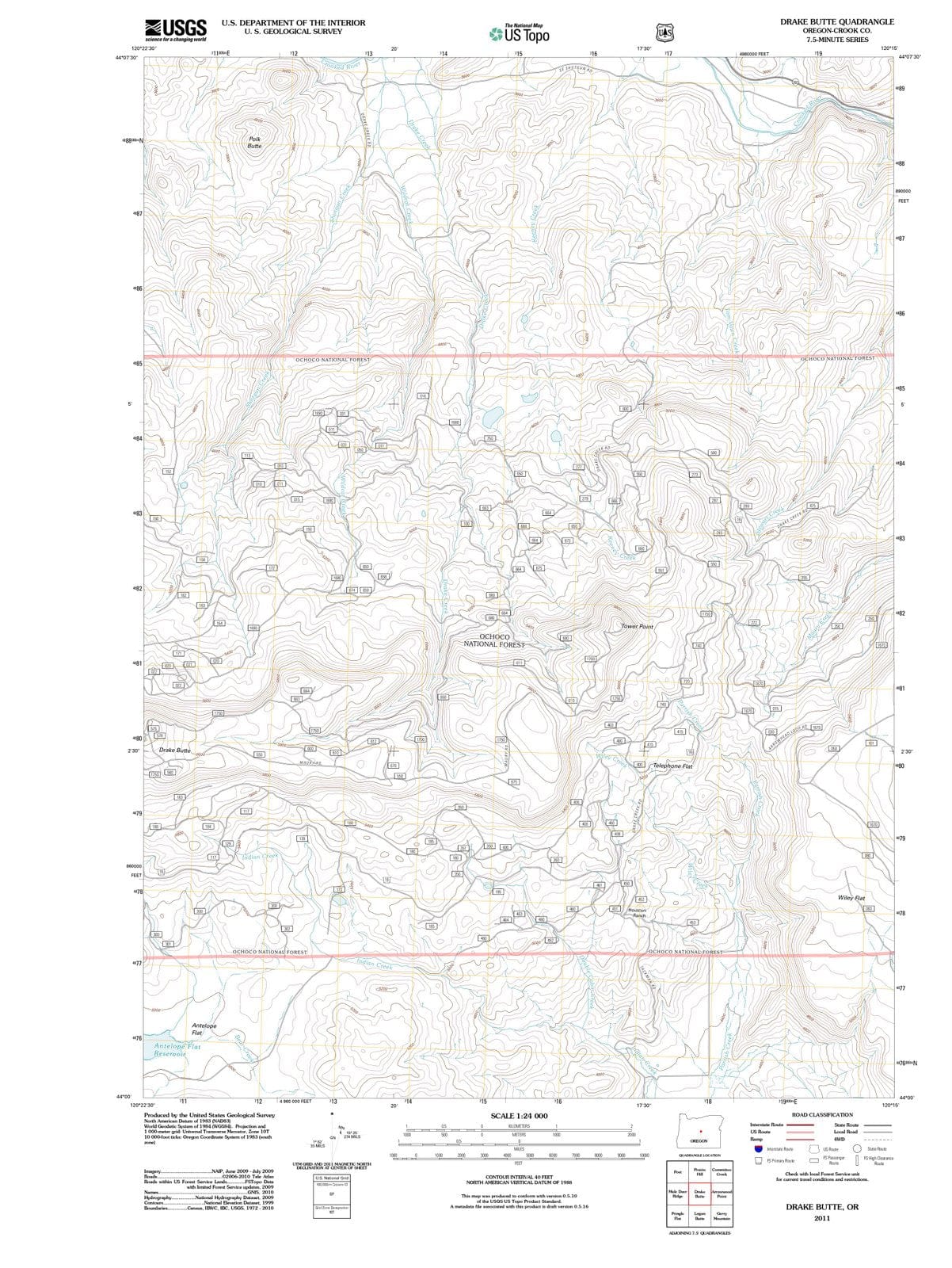 2011 Drake Butte, OR - Oregon - USGS Topographic Map