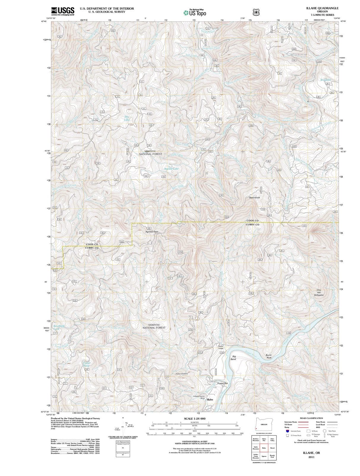 2011 Illahe, OR - Oregon - USGS Topographic Map