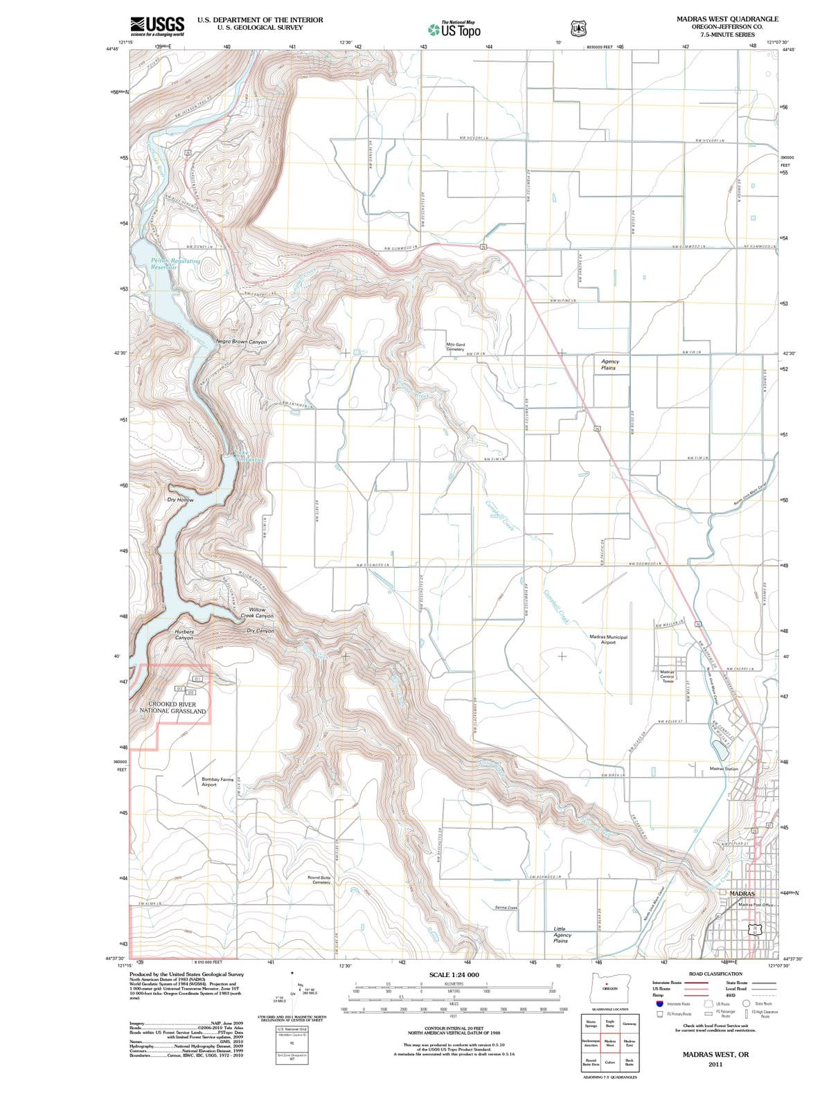 2011 Madras West, OR - Oregon - USGS Topographic Map