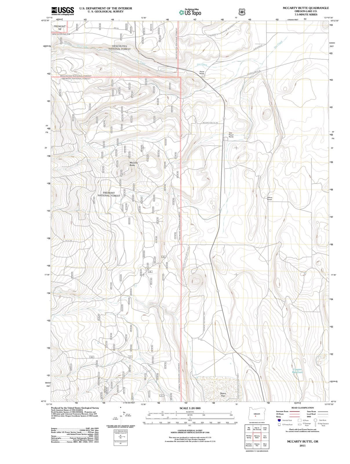 2011 McCarty Butte, OR - Oregon - USGS Topographic Map