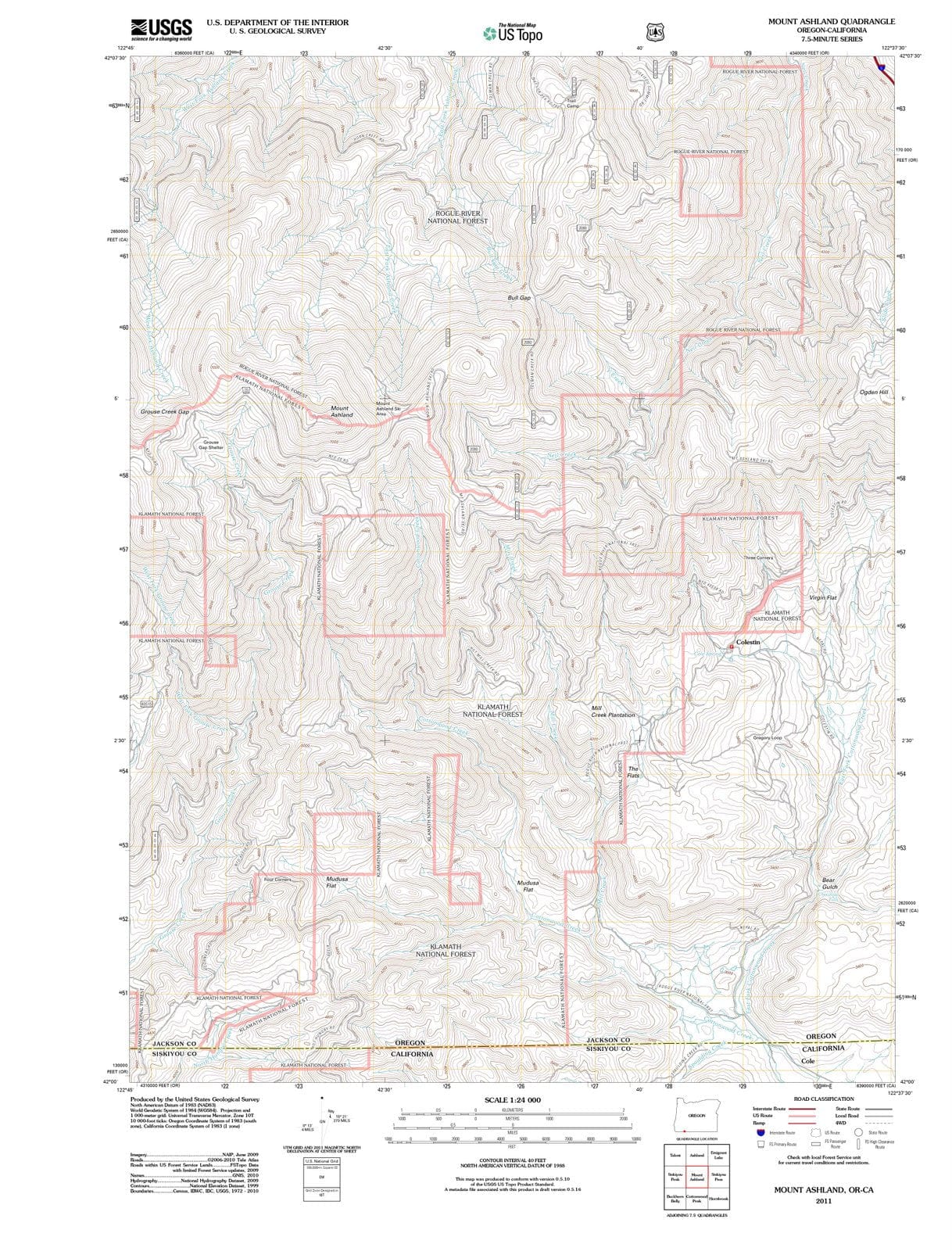 2011 Mount Ashland, OR - Oregon - USGS Topographic Map
