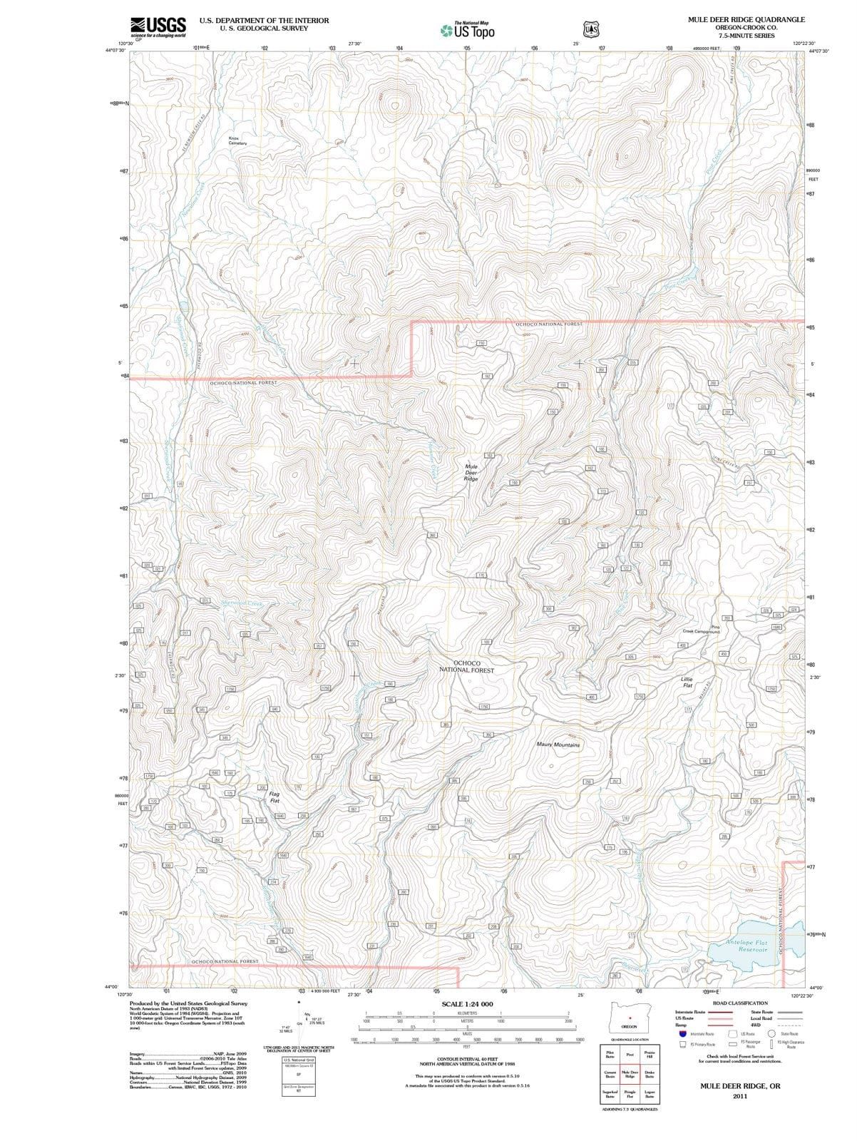 2011 Muleeer Ridge, OR - Oregon - USGS Topographic Map