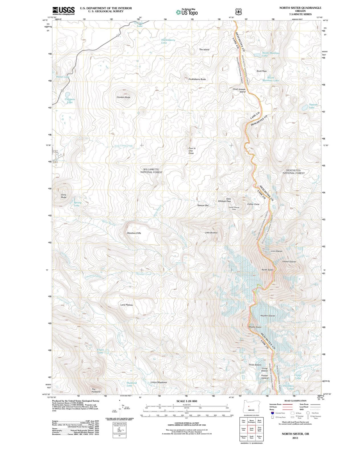 2011 North Sister, OR - Oregon - USGS Topographic Map